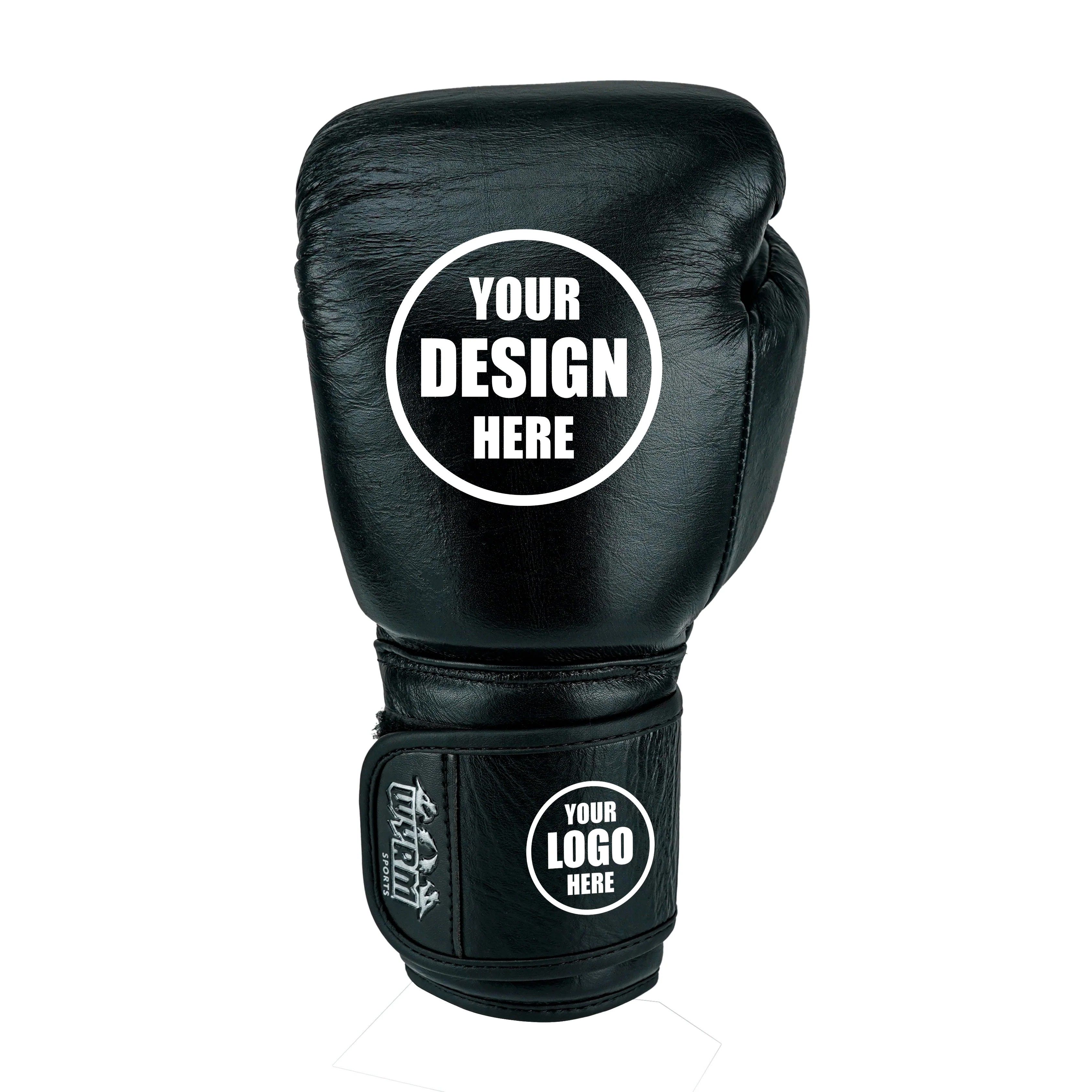 Custom Black Genuine Leather Boxing Training Gloves C21 - Image 4