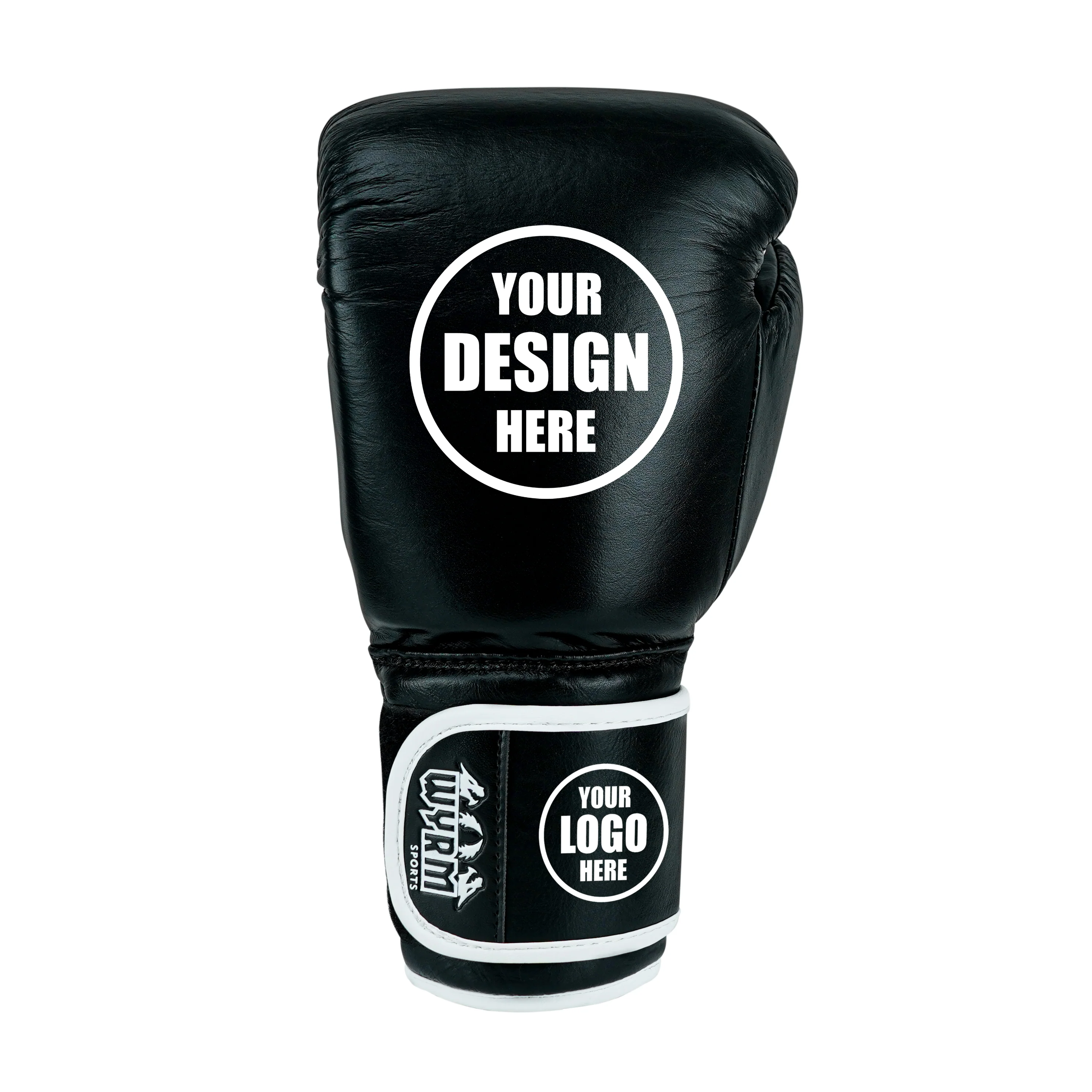 Custom Black Genuine Leather Boxing Training Gloves C22 - Image 7