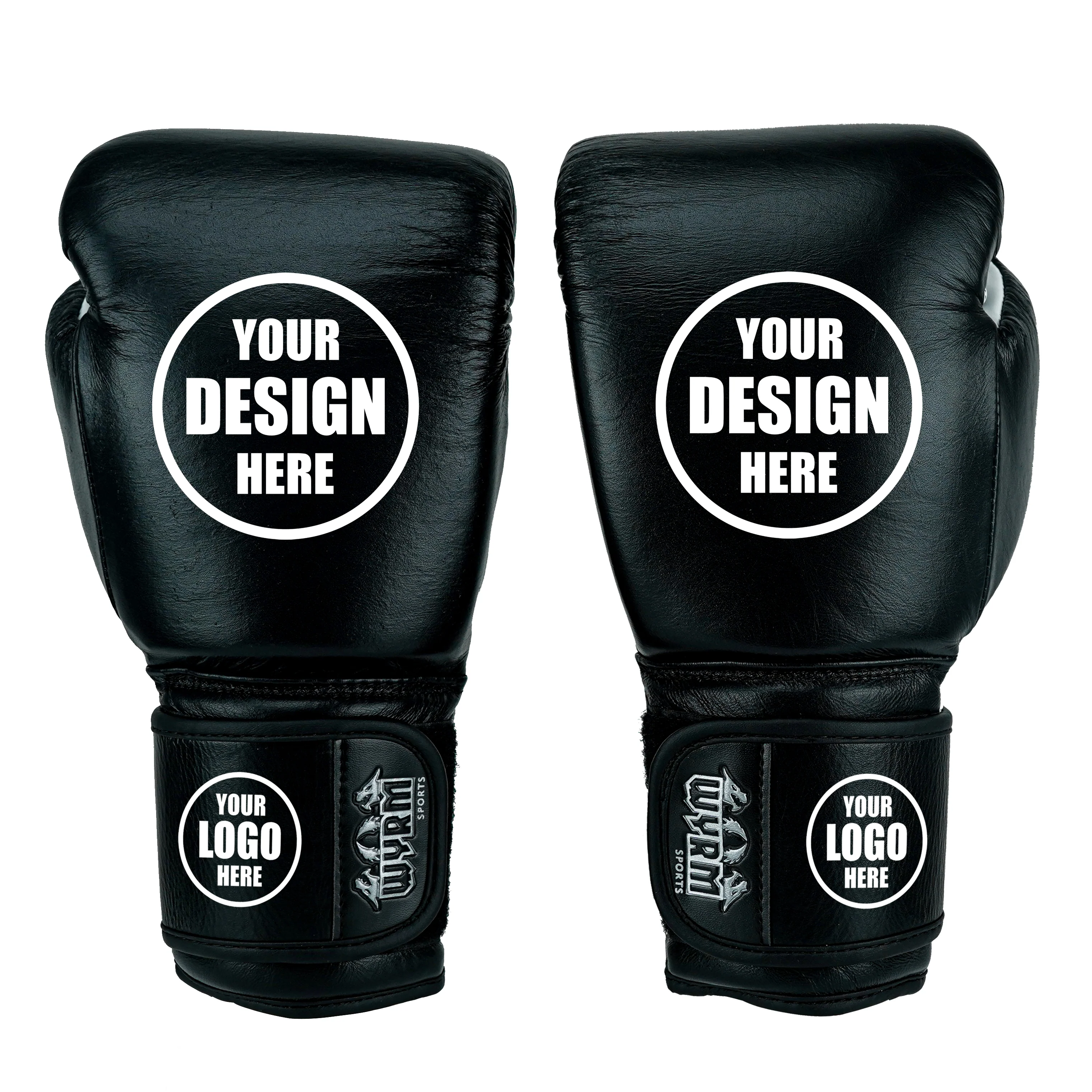 Custom Black Genuine Leather Boxing Training Gloves C23 - Image 4
