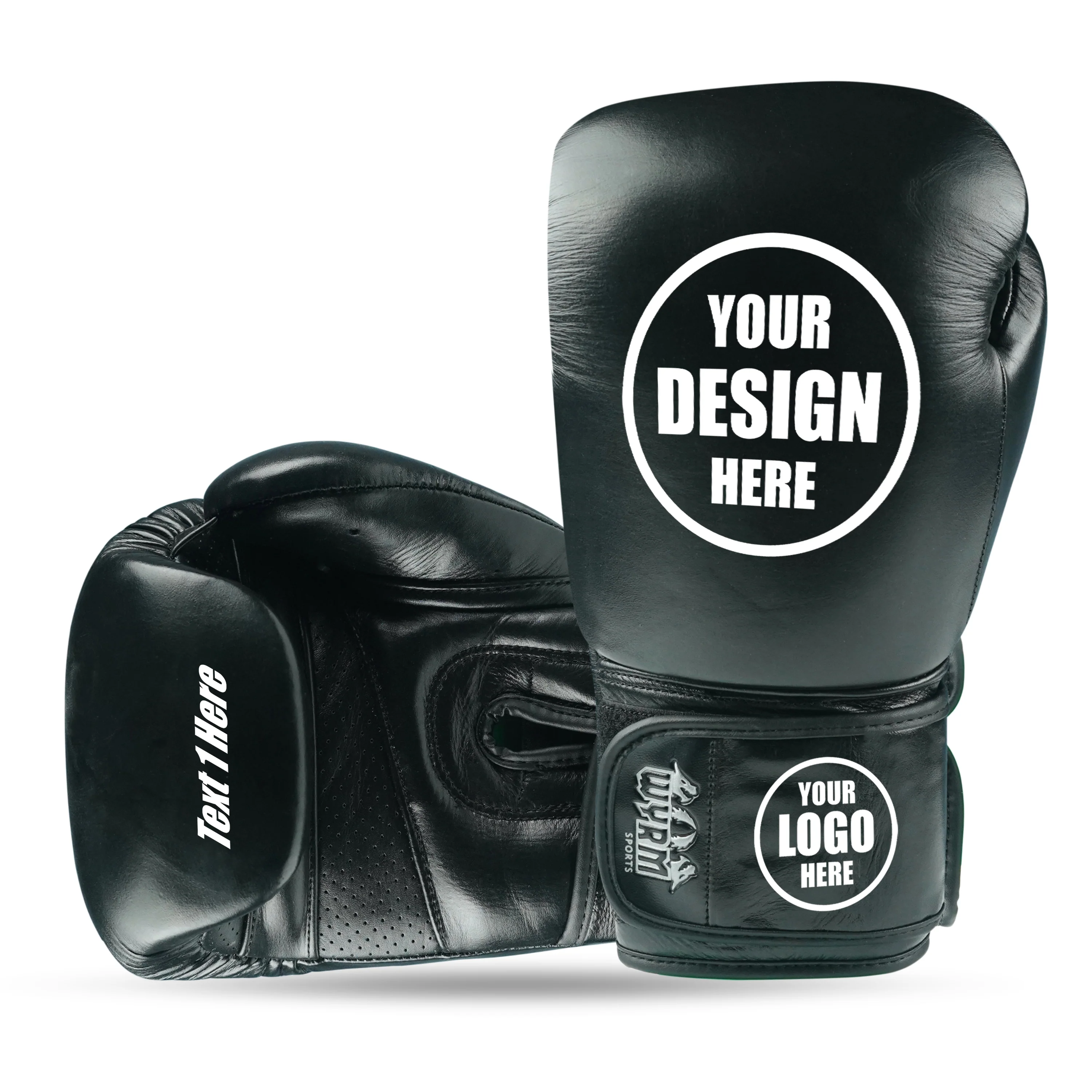 Custom Black Genuine Leather Boxing Training Gloves C26
