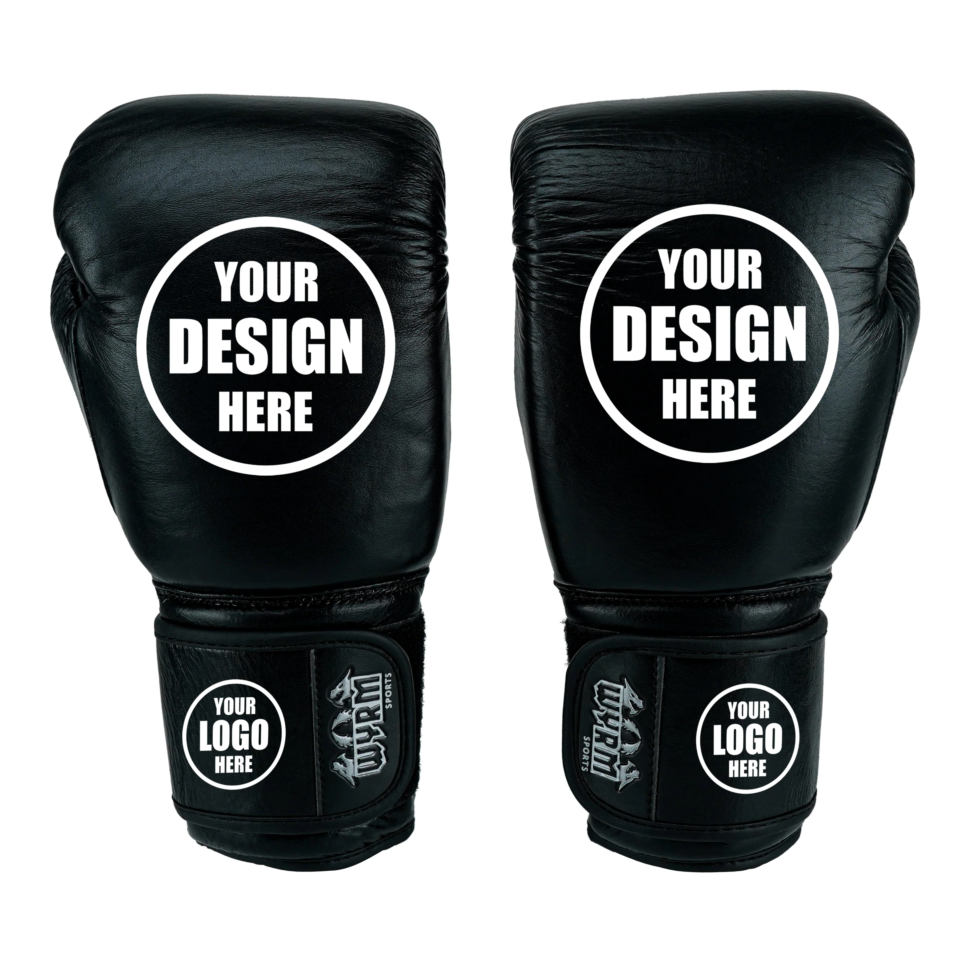 Custom Black Genuine Leather Boxing Training Gloves C31 - Image 3