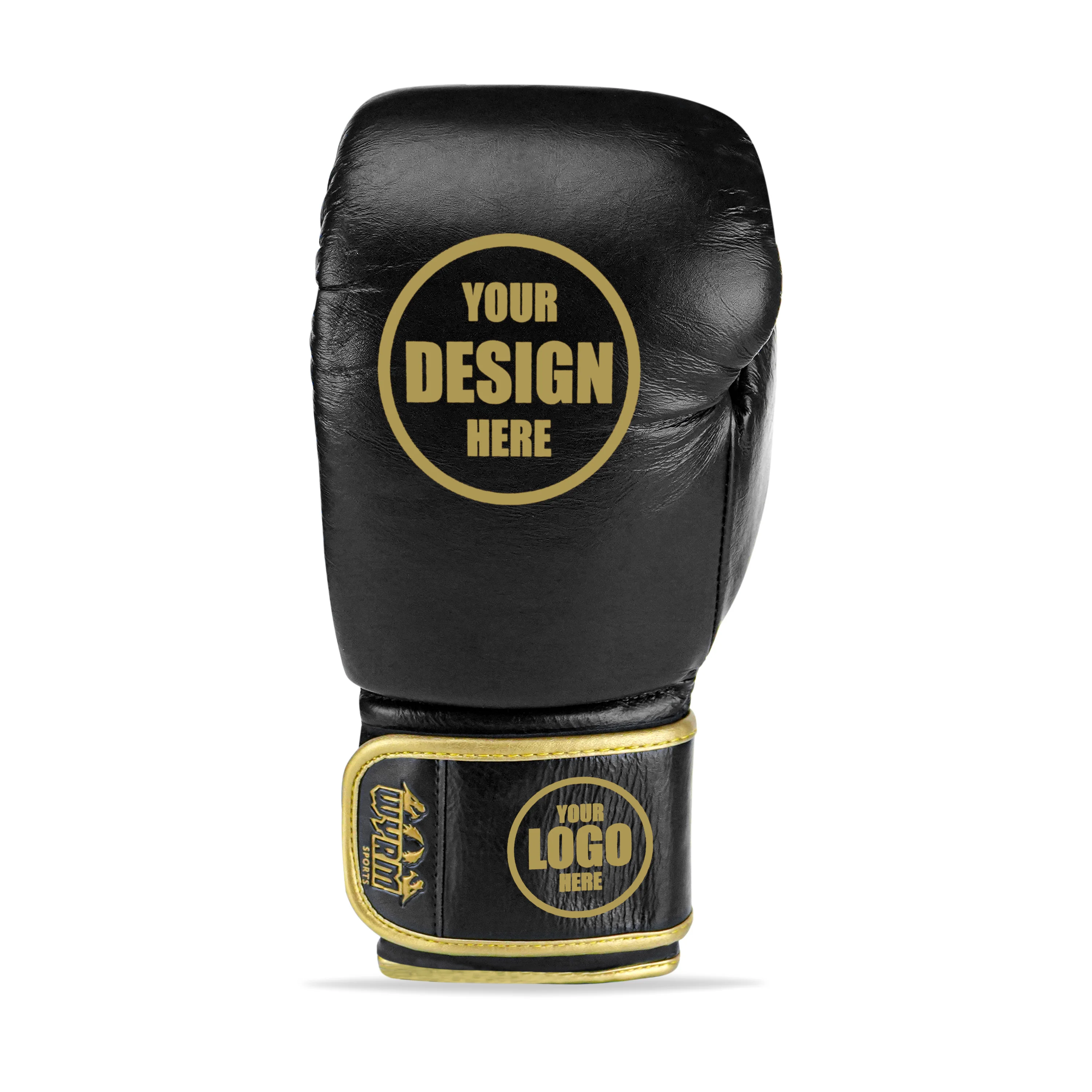 Custom Black Genuine Leather Boxing Training Gloves C39 - Image 5