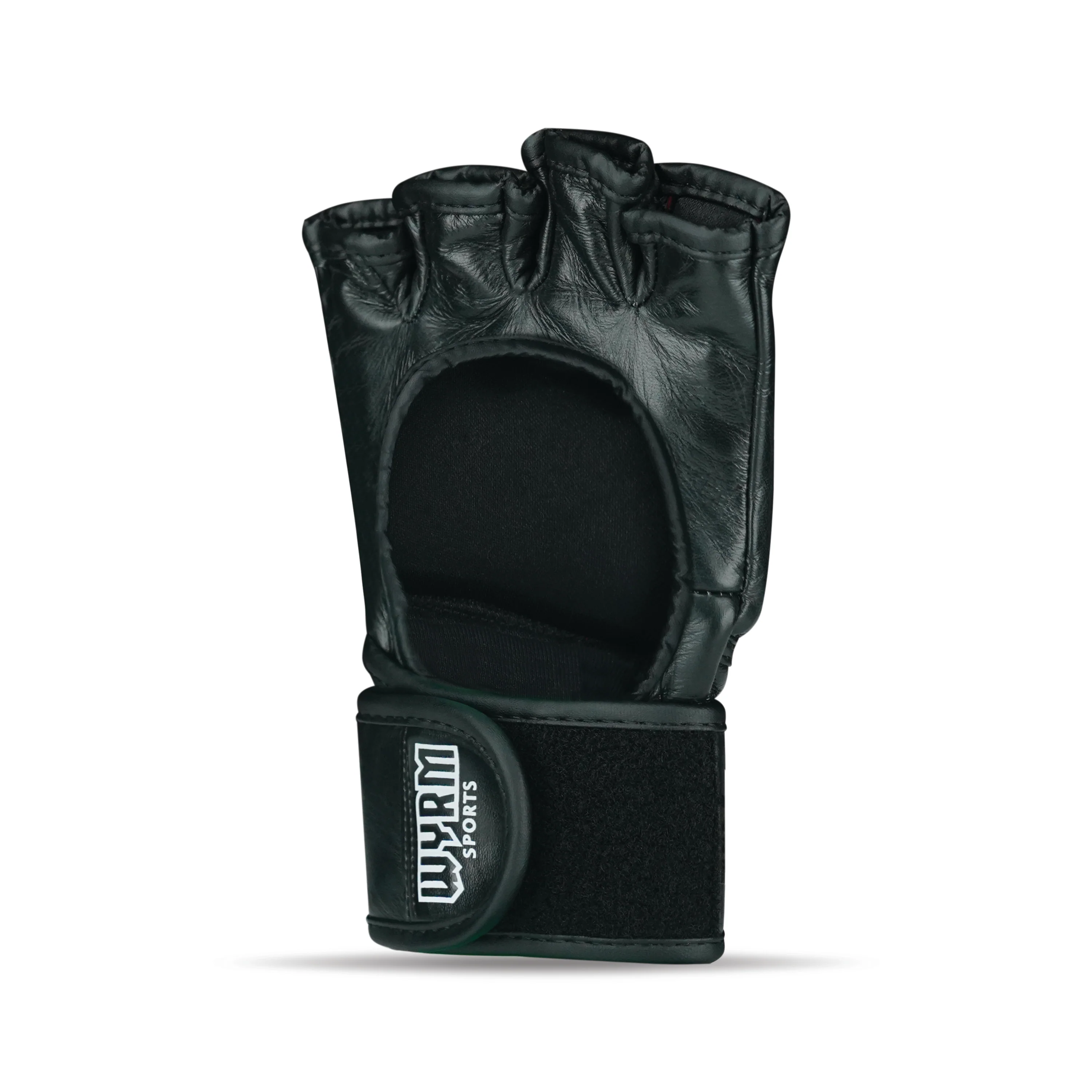 CUSTOM PRO BLACK MMA FIGHT GENUINE LEATHER GLOVES - Image 3