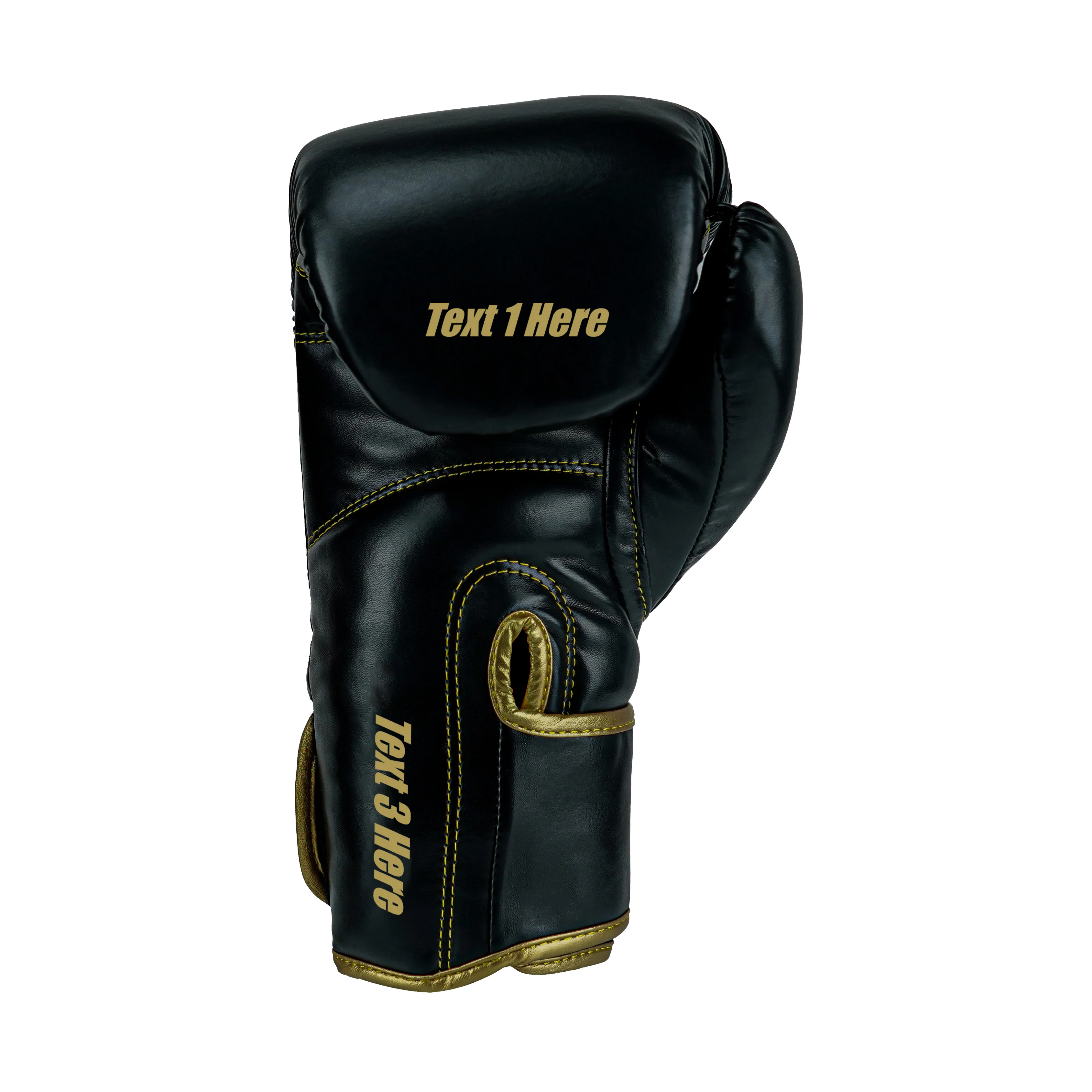 Custom Black PU Leather Boxing Training Gloves C12 - Image 4