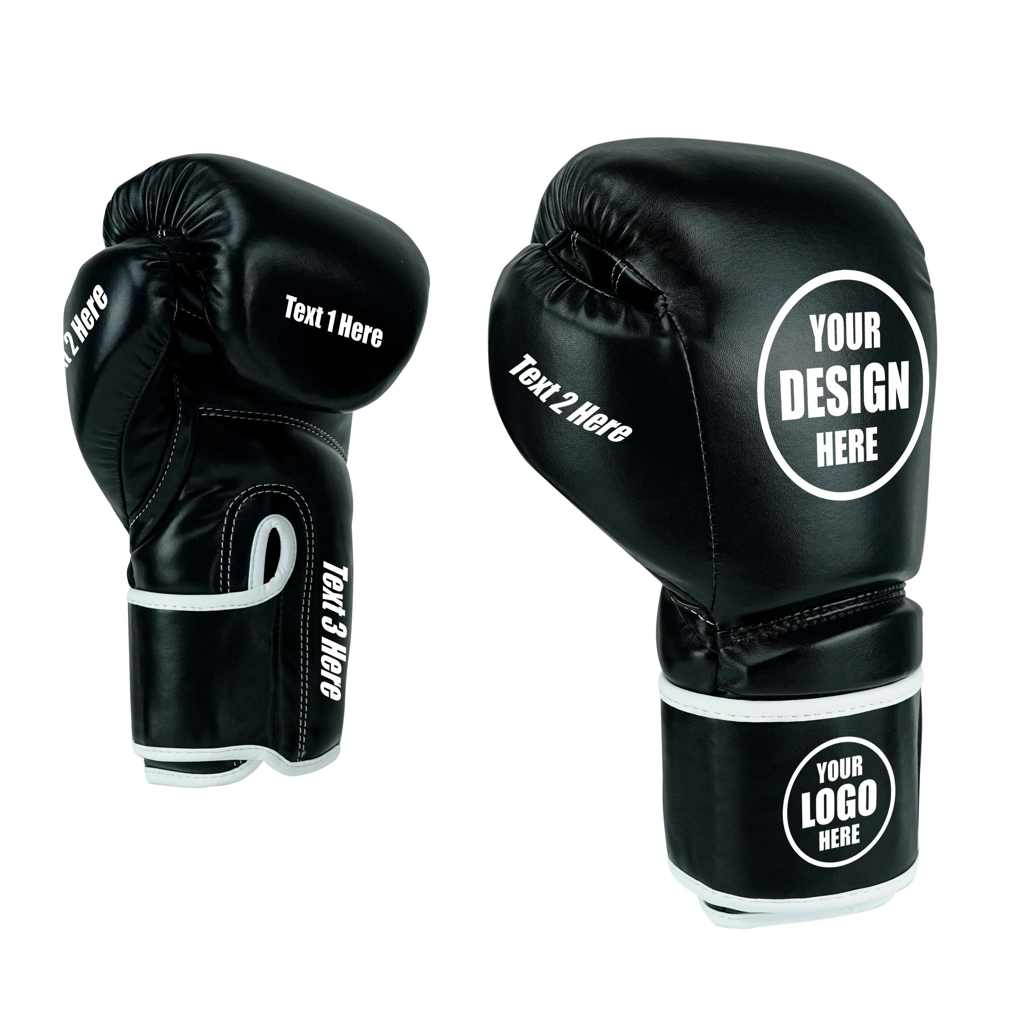 Custom Black PU Leather Boxing Training Gloves C13 - Image 9
