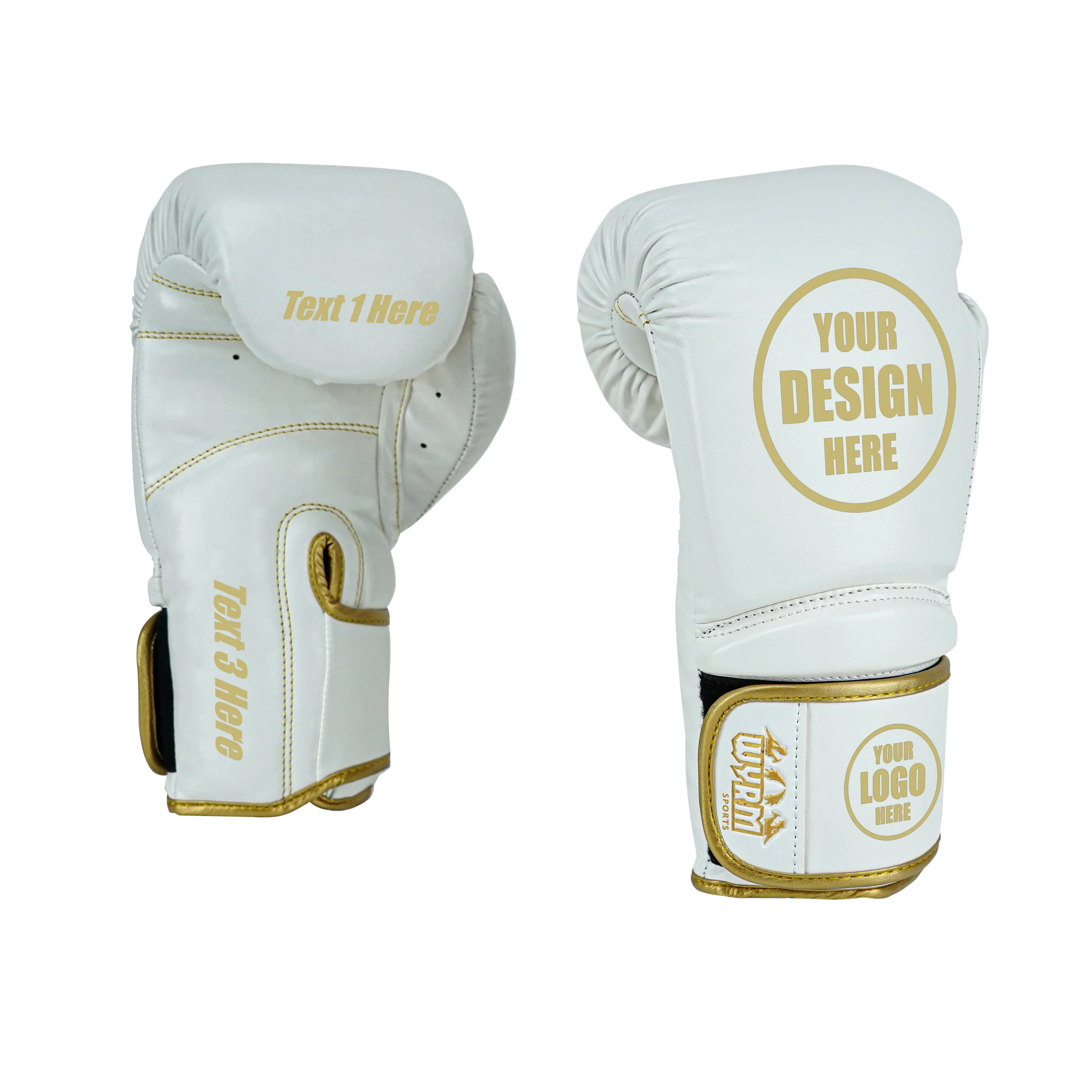 Custom White PU Leather Boxing Training Gloves C15 - Image 9