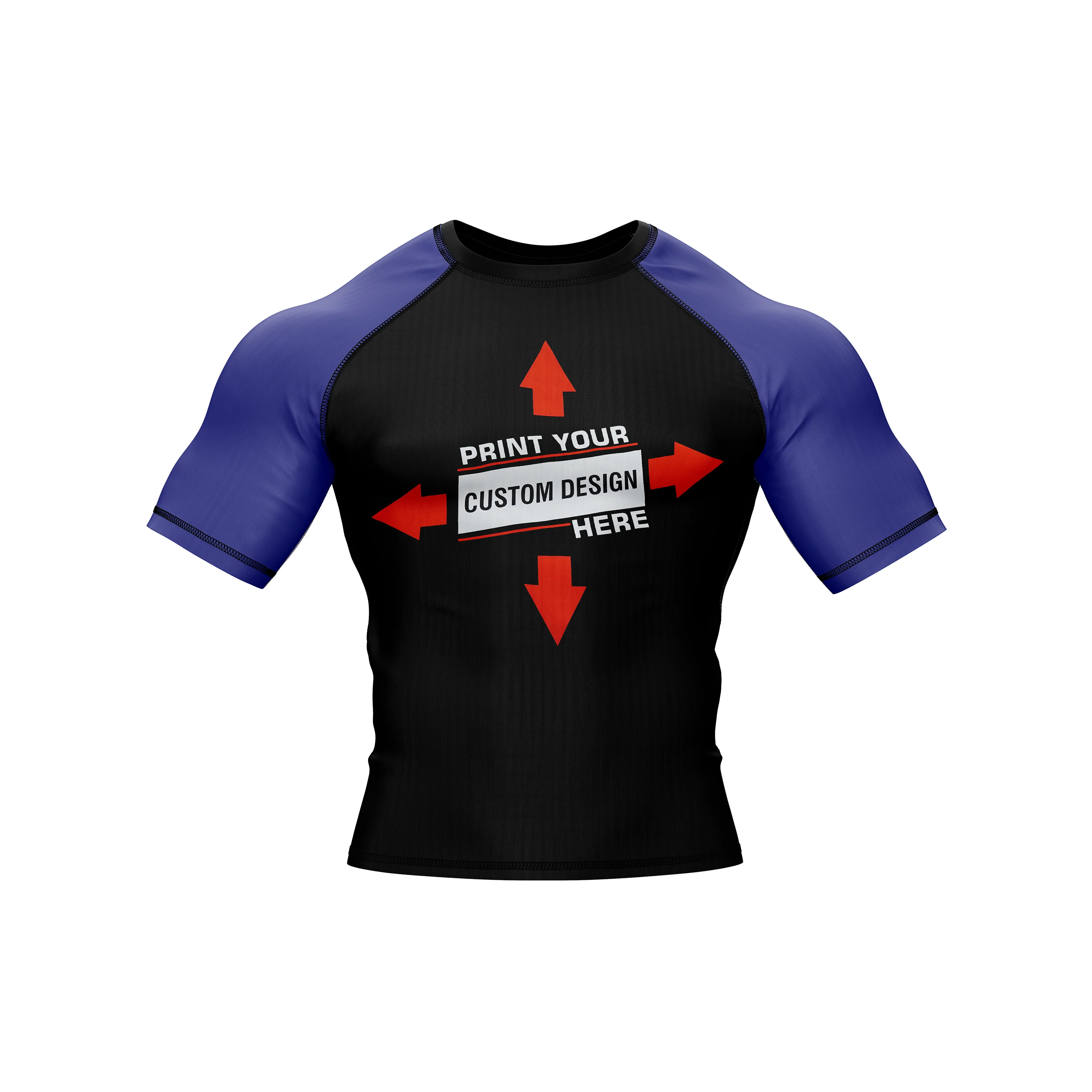 Customized Black/Blue Rash Guard / Compression Top - Image 3