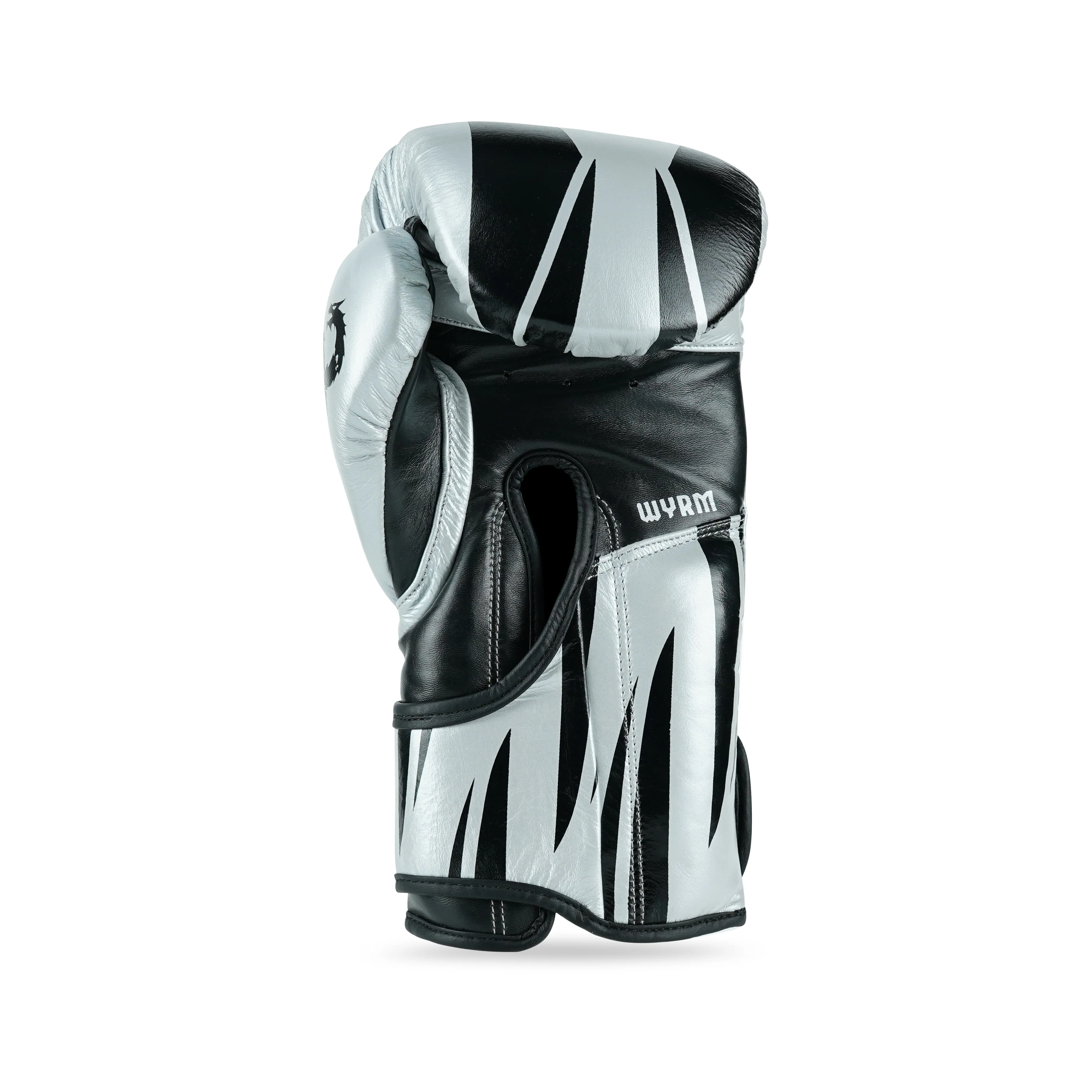 Devourer Black/Silver Genuine Leather Boxing Gloves - Image 4