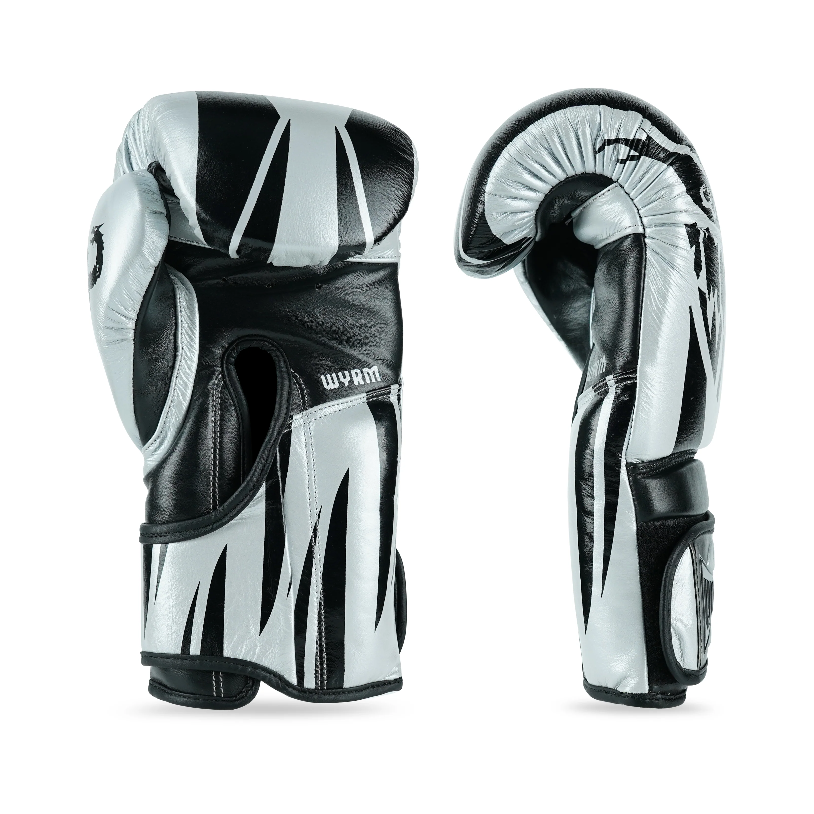 Devourer Black/Silver Genuine Leather Boxing Gloves - Image 6