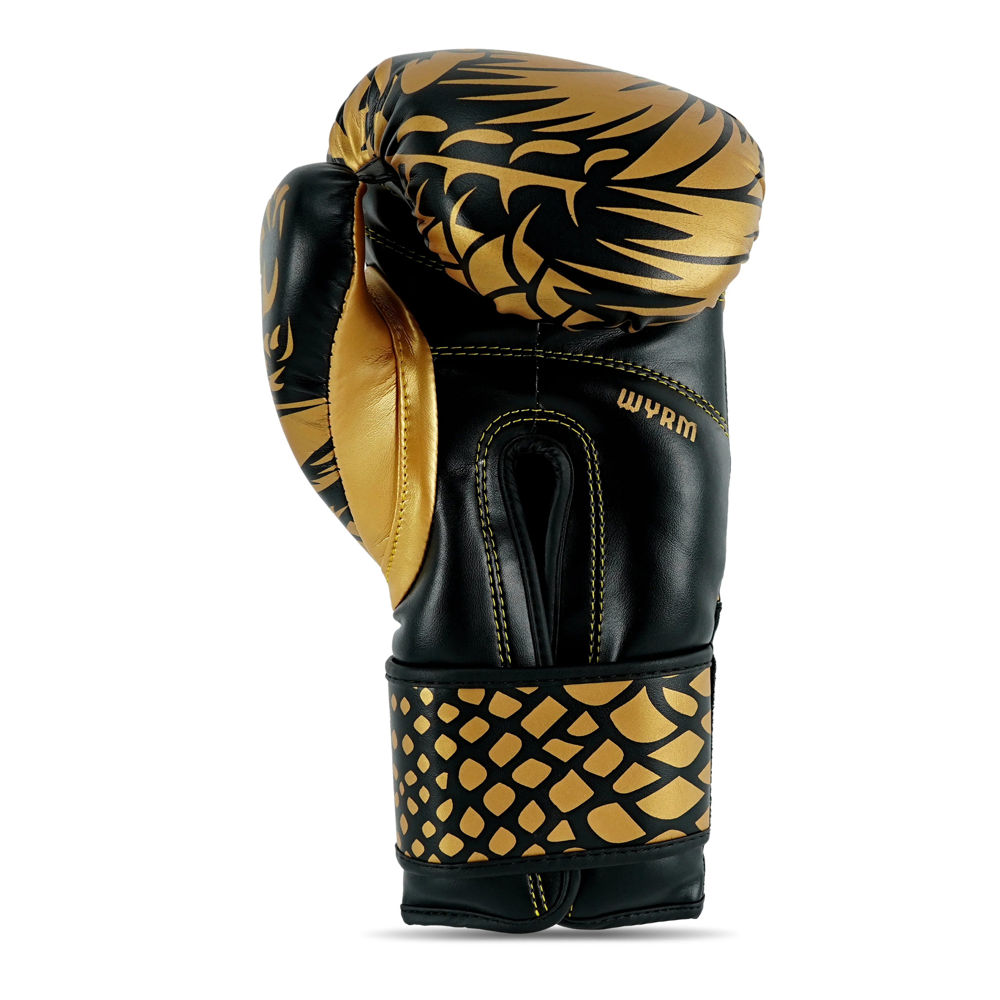 Dragon Gold/Black Leather Boxing Gloves - Image 4