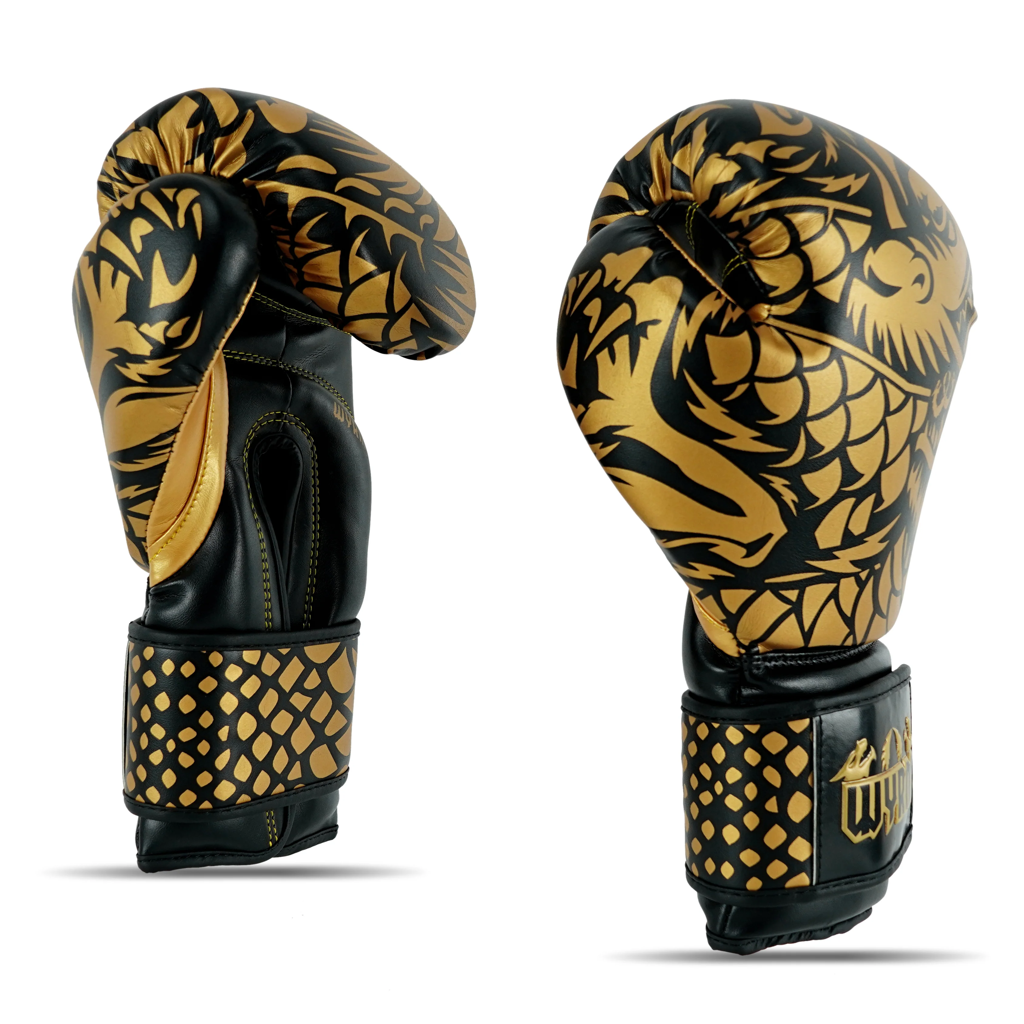 Dragon Gold/Black Leather Boxing Gloves - Image 5