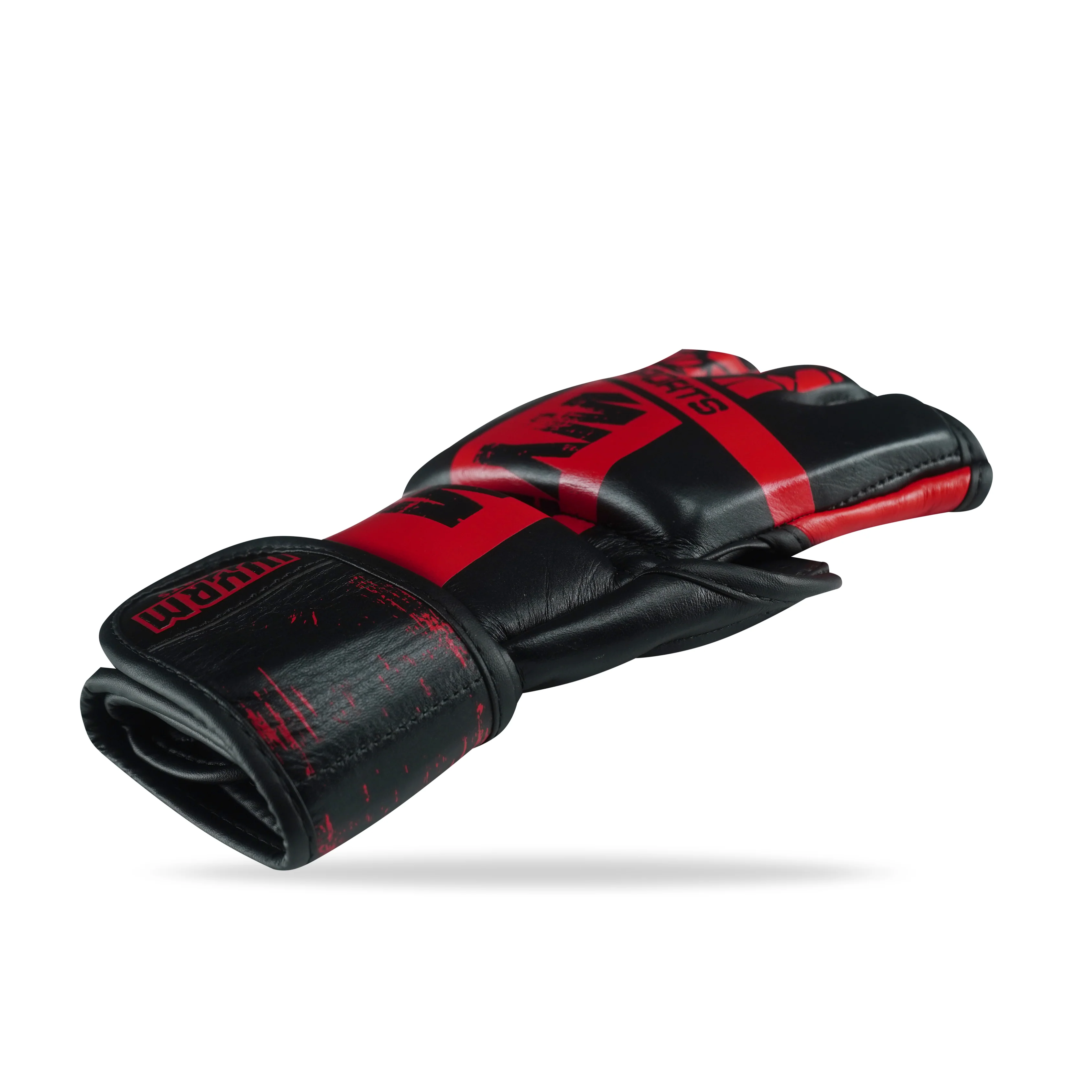 Pounder Black/Red Genuine Leather MMA Fight Gloves - Image 6