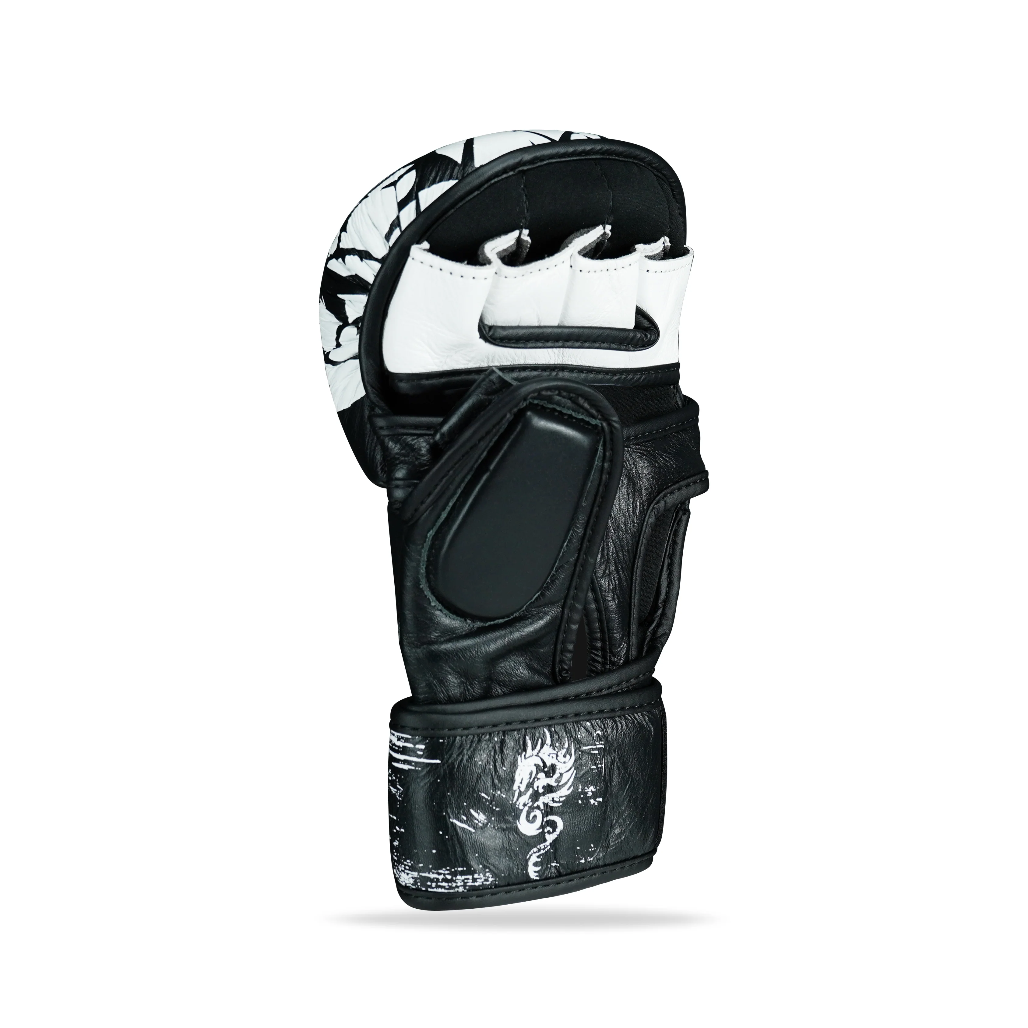 Pounder Black/White Genuine Leather MMA Training Gloves - Image 3