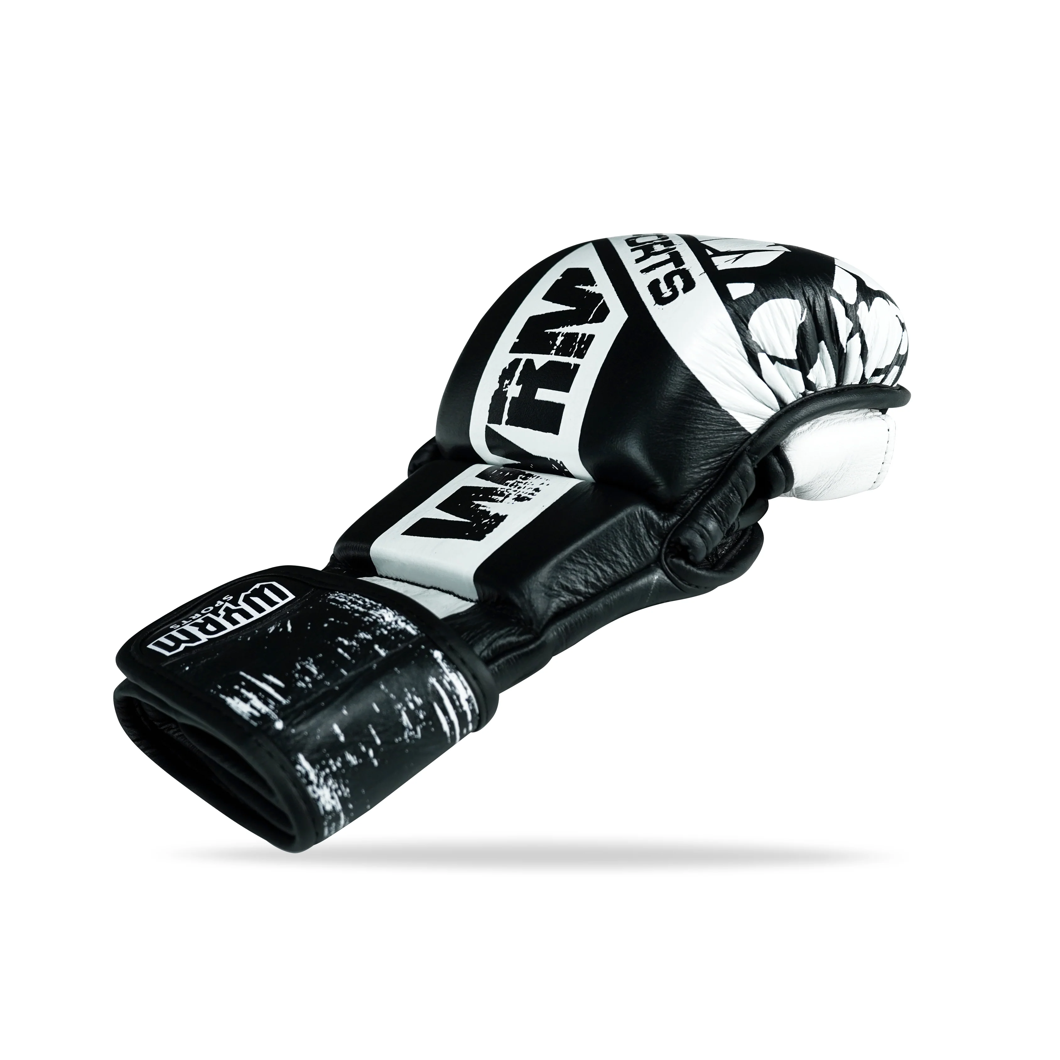 Pounder Black/White Genuine Leather MMA Training Gloves - Image 6