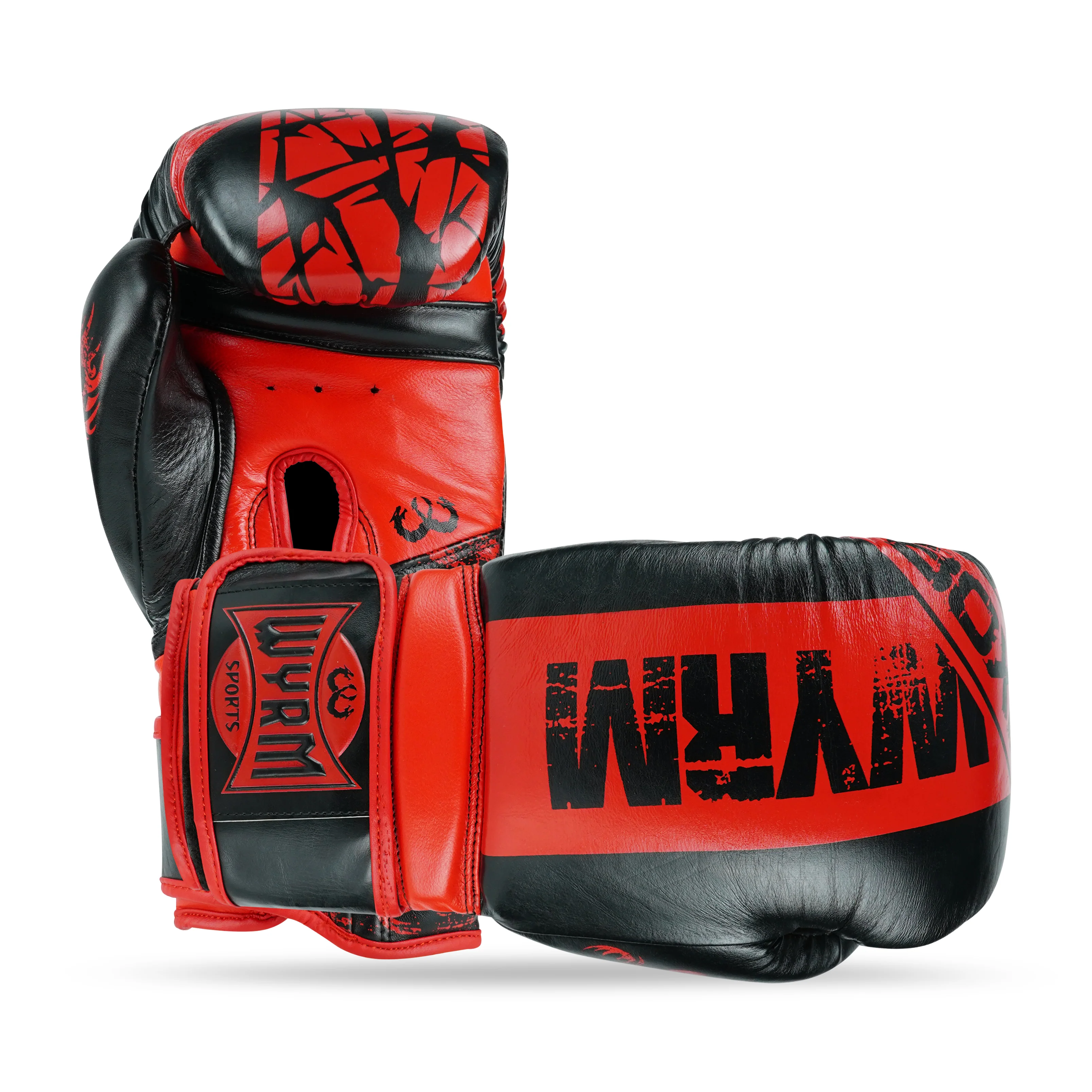 Pounder Red/Black Genuine Leather Boxing Gloves - Image 3