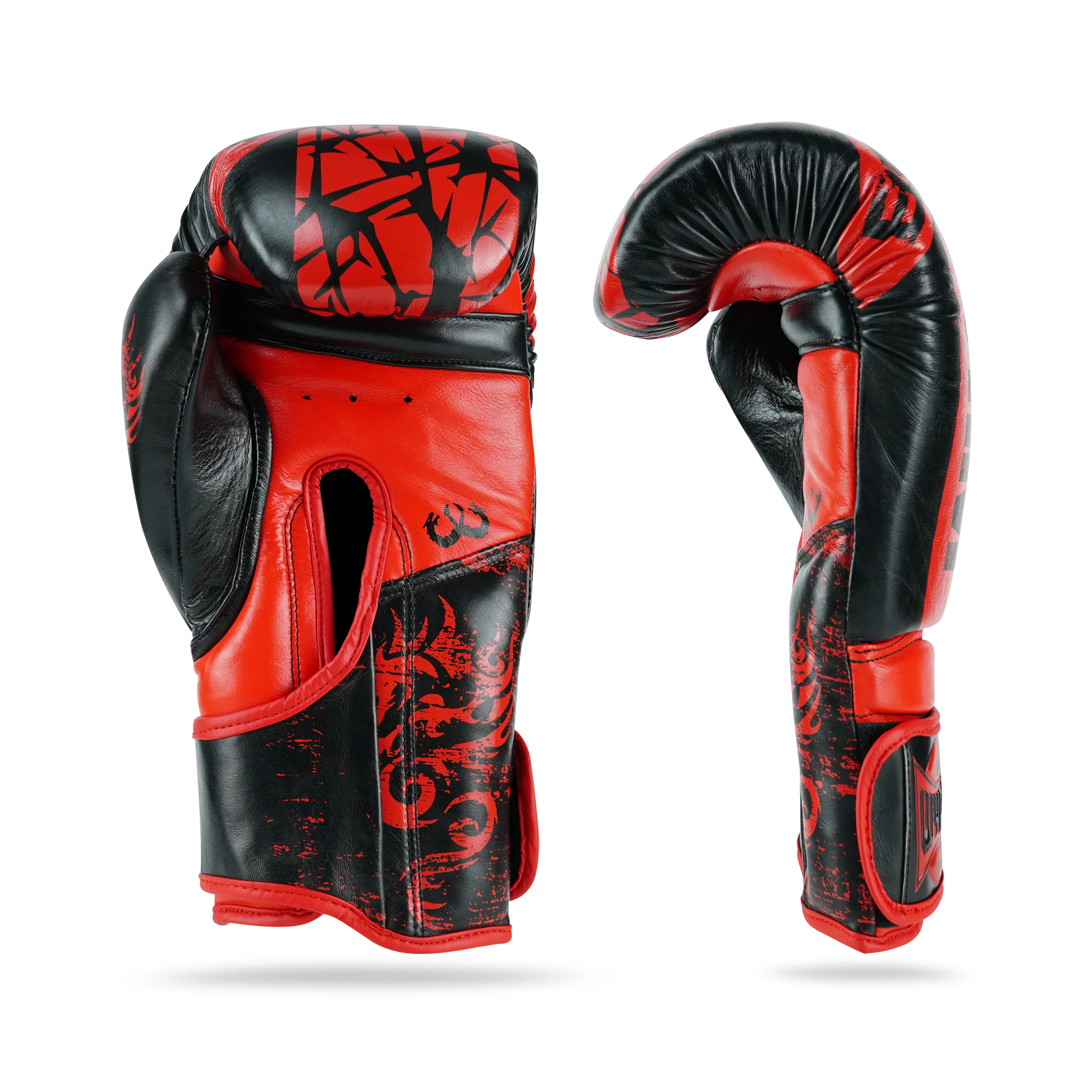 Pounder Red/Black Genuine Leather Boxing Gloves - Image 6