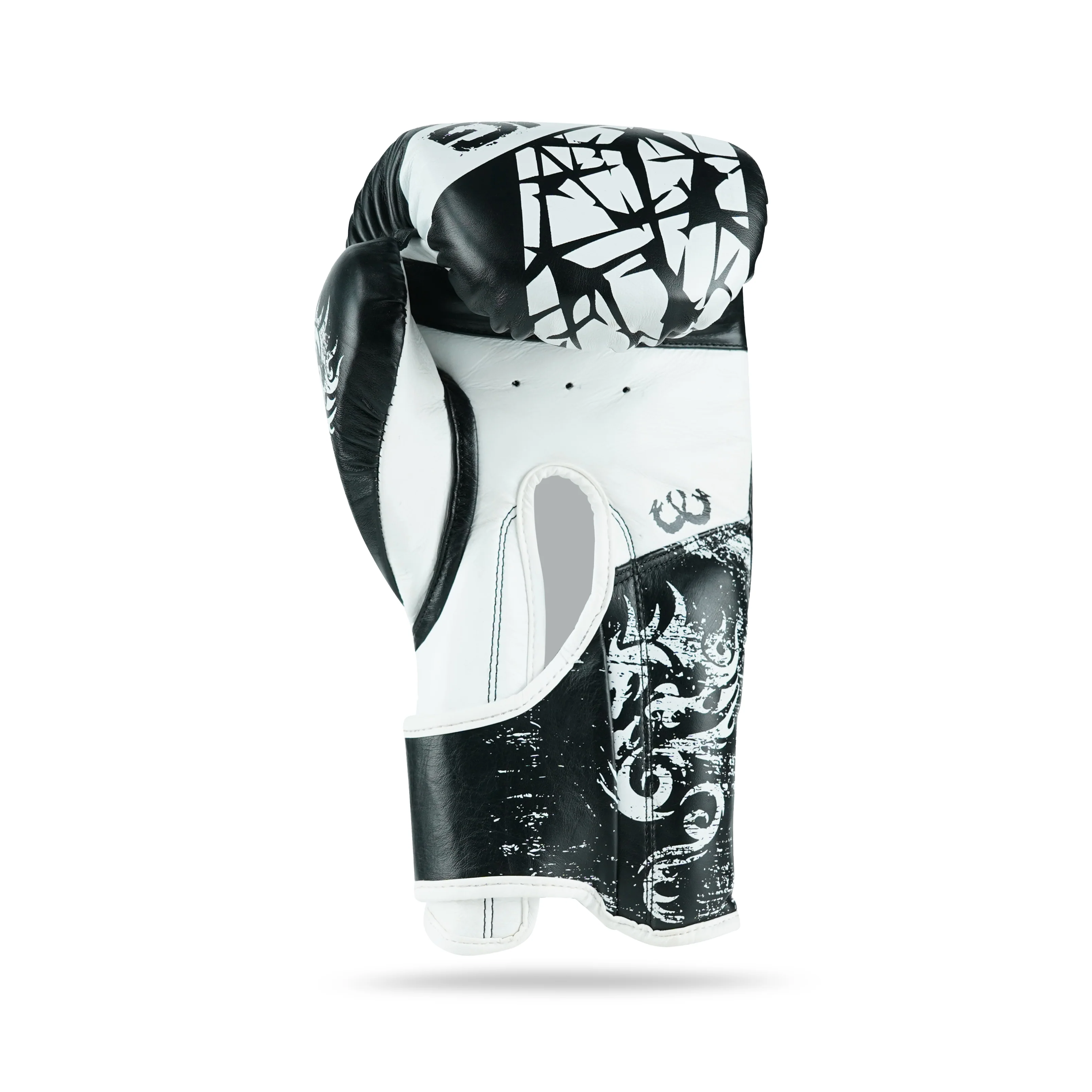 Pounder White/Black Genuine Leather Boxing Gloves - Image 4