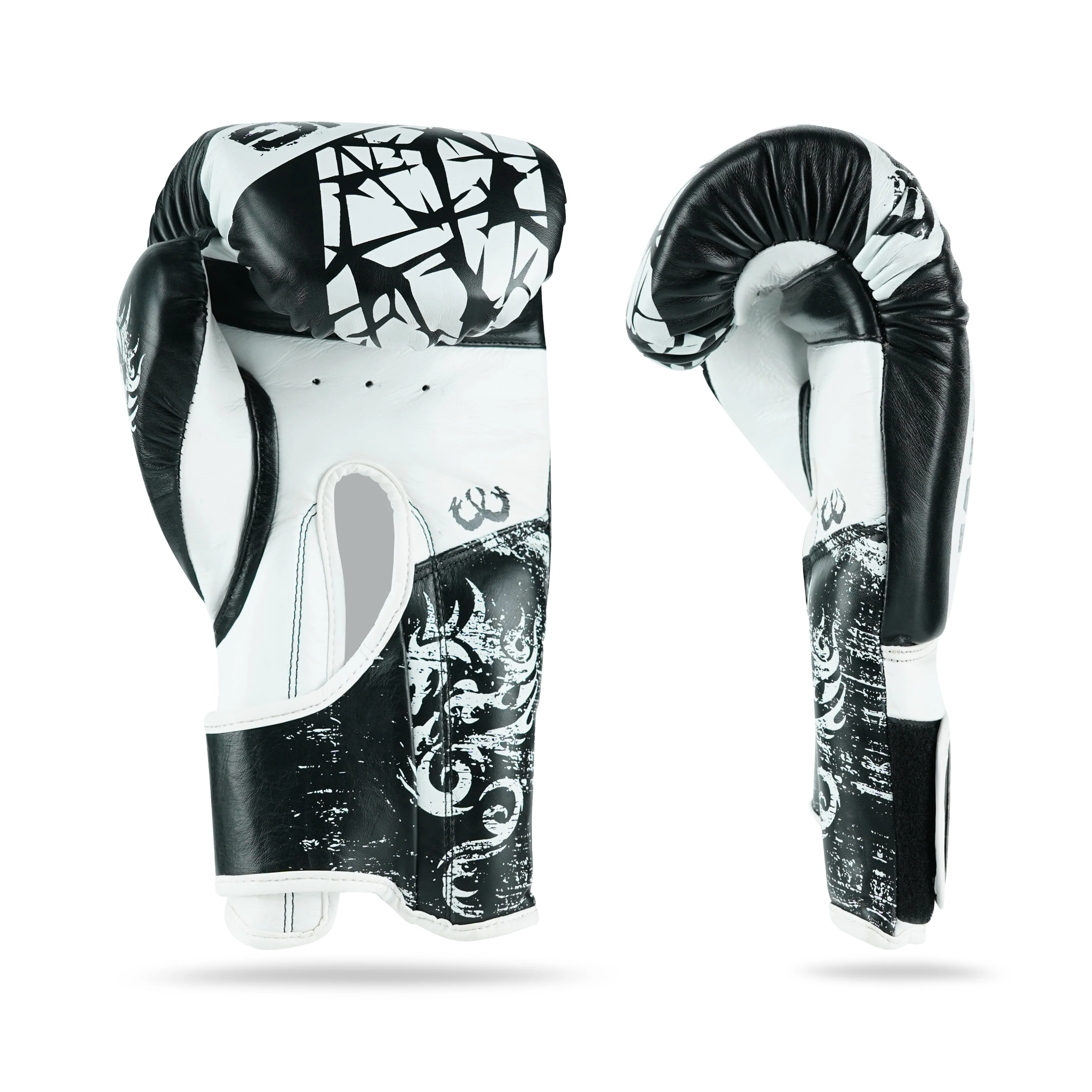 Pounder White/Black Genuine Leather Boxing Gloves - Image 6