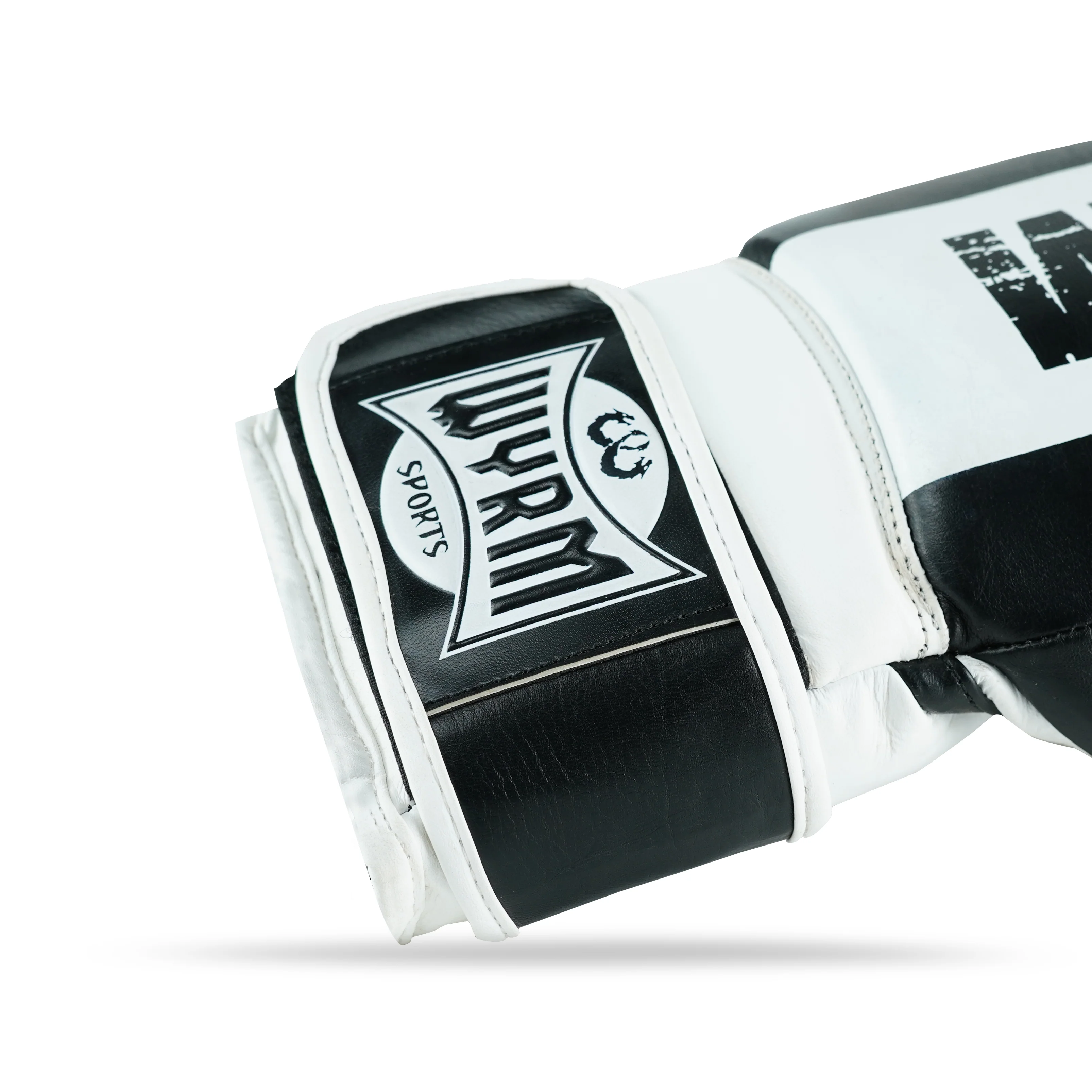 Pounder White/Black Genuine Leather Boxing Gloves - Image 7