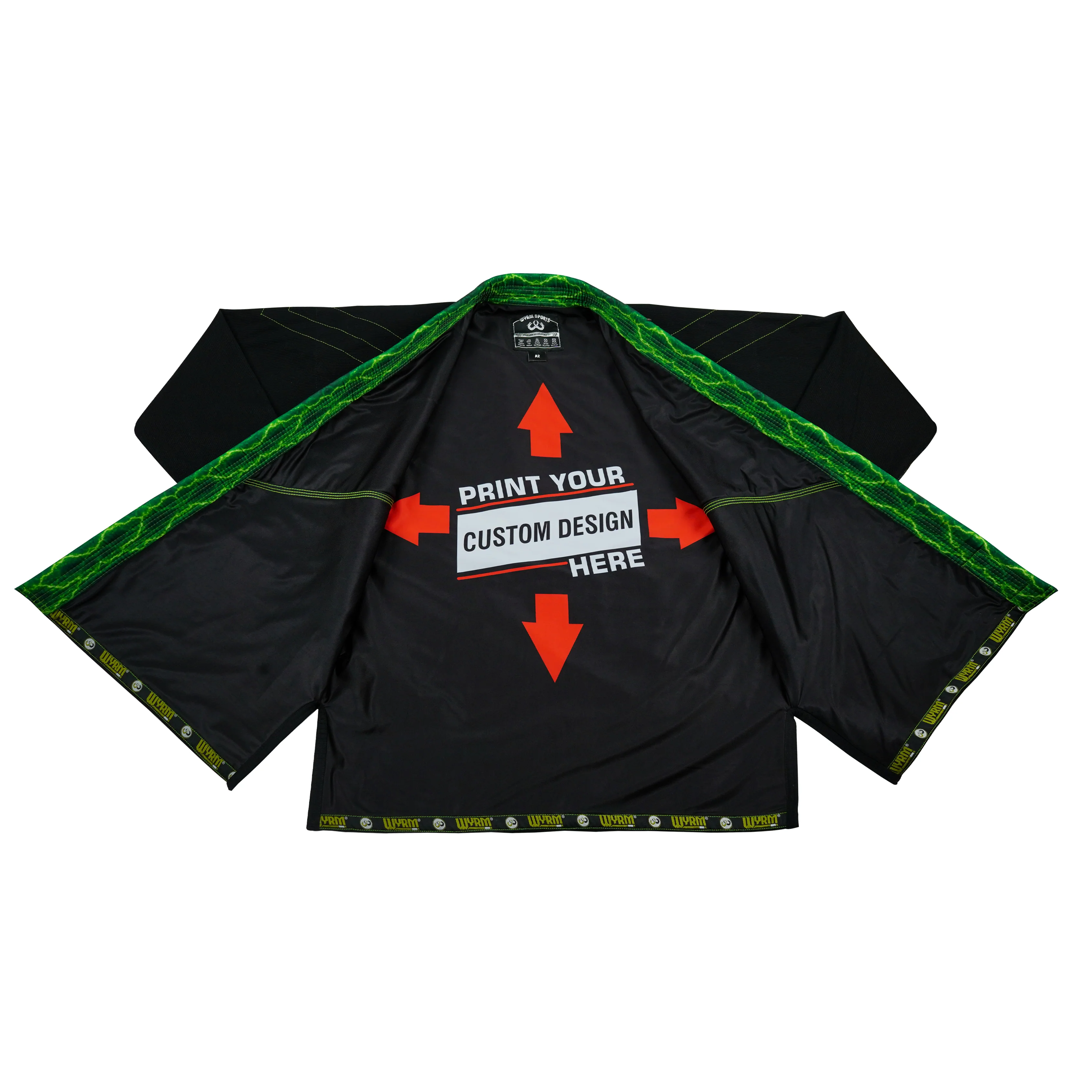 Premium Custom Black with Thunder Neon Lapel Brazilian Jiu Jitsu Gi