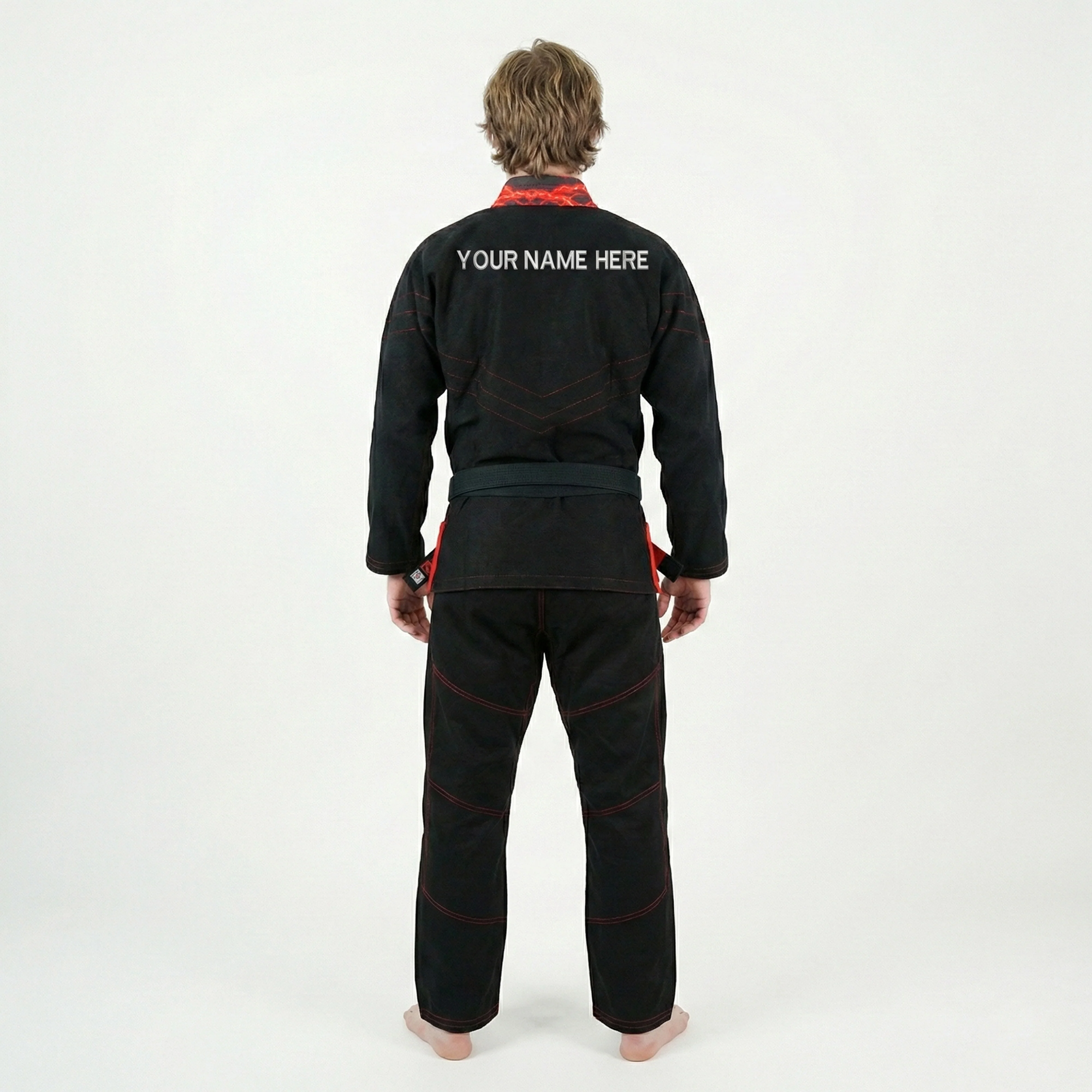 Premium Custom Black with Thunder Red Lapel Brazilian Jiu Jitsu Gi - Image 4