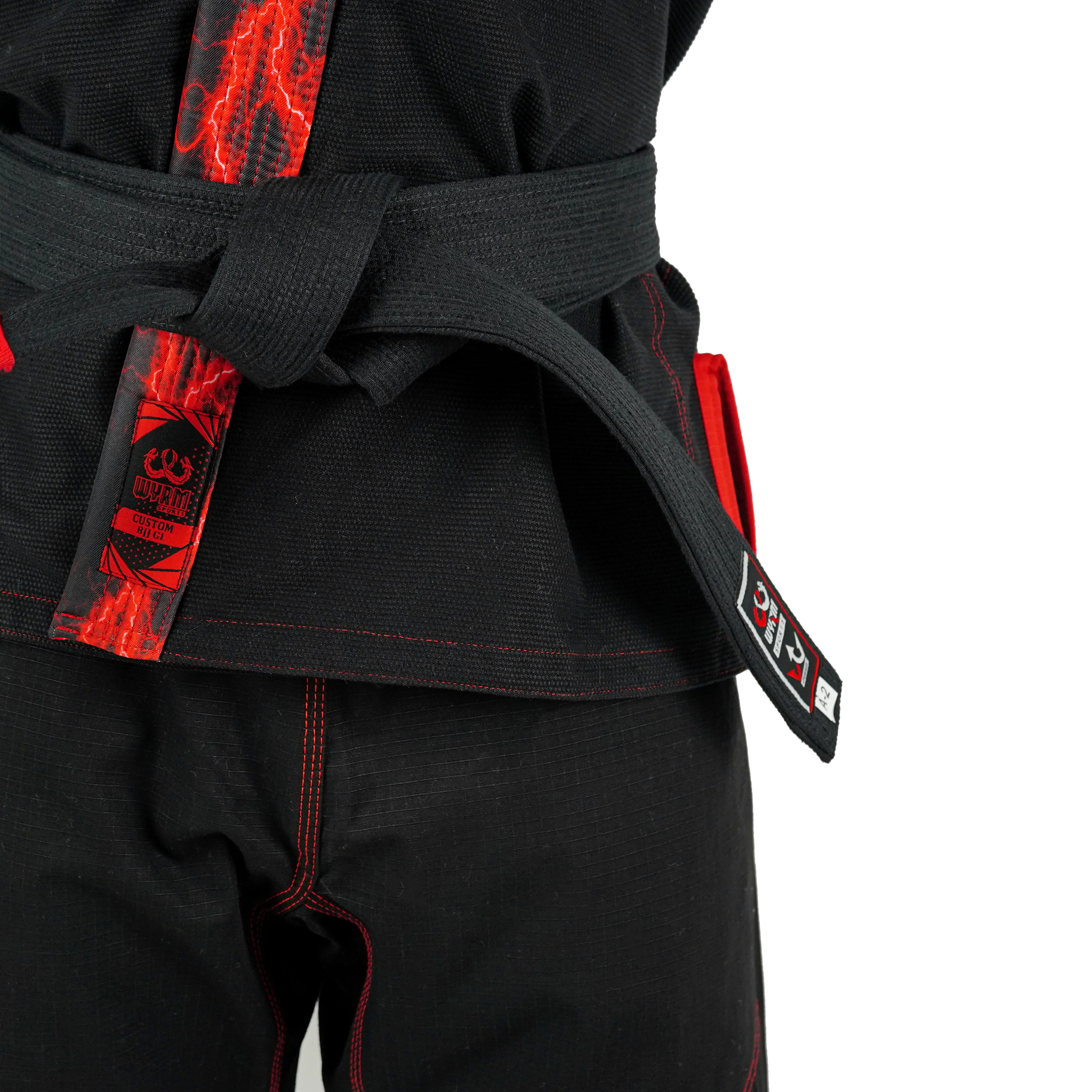 Premium Custom Black with Thunder Red Lapel Brazilian Jiu Jitsu Gi - Image 5