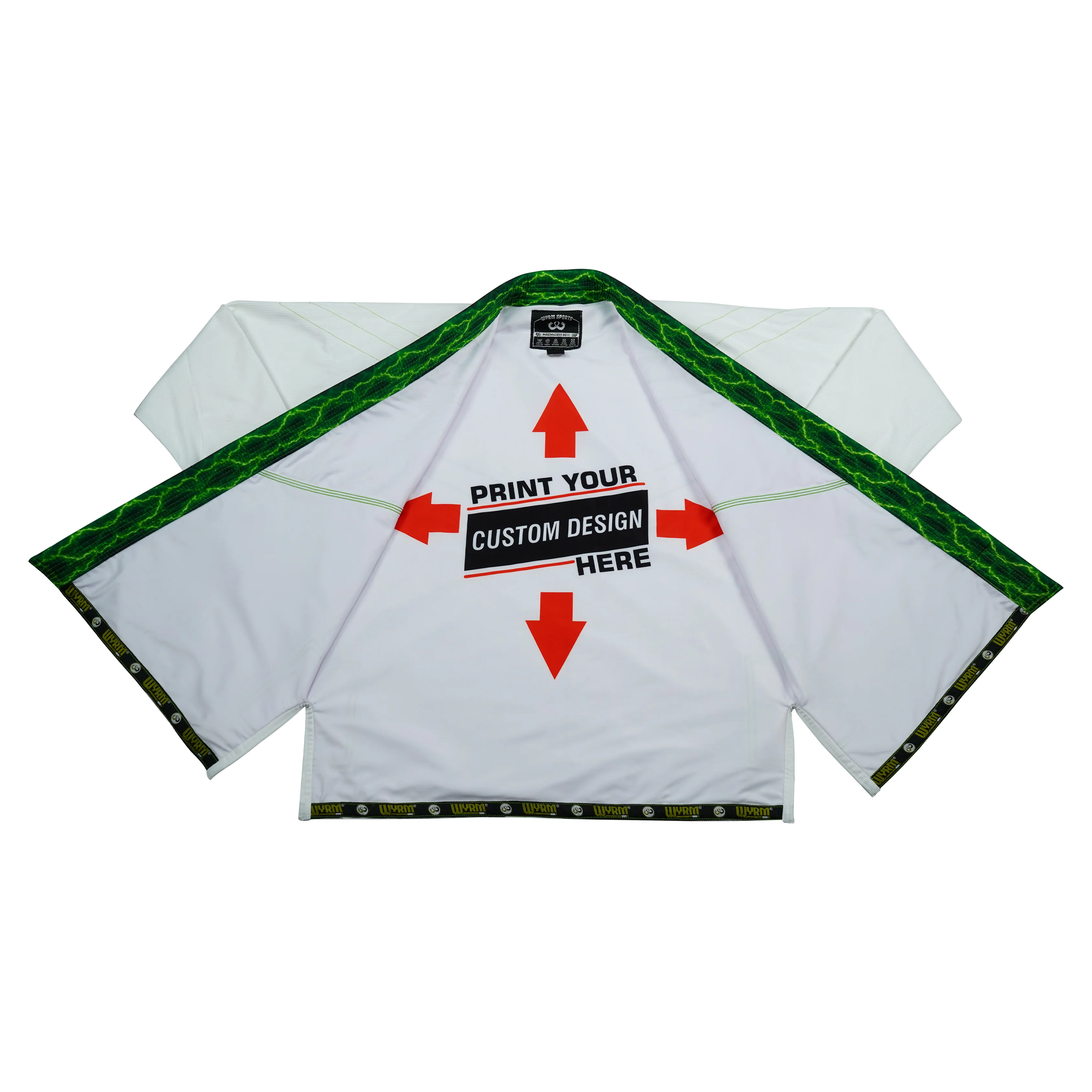 Premium Custom White with Thunder Neon Lapel Brazilian Jiu Jitsu Gi