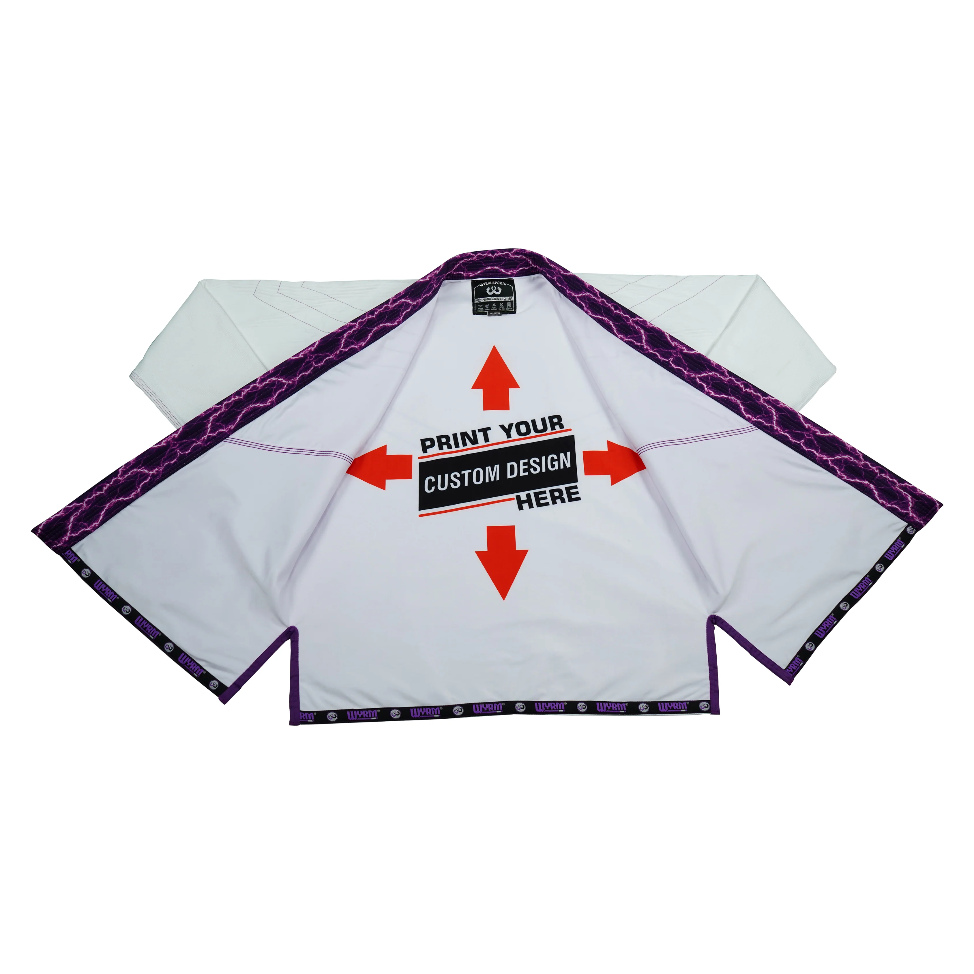 Premium Custom White with Thunder Purple Lapel Brazilian Jiu Jitsu Gi