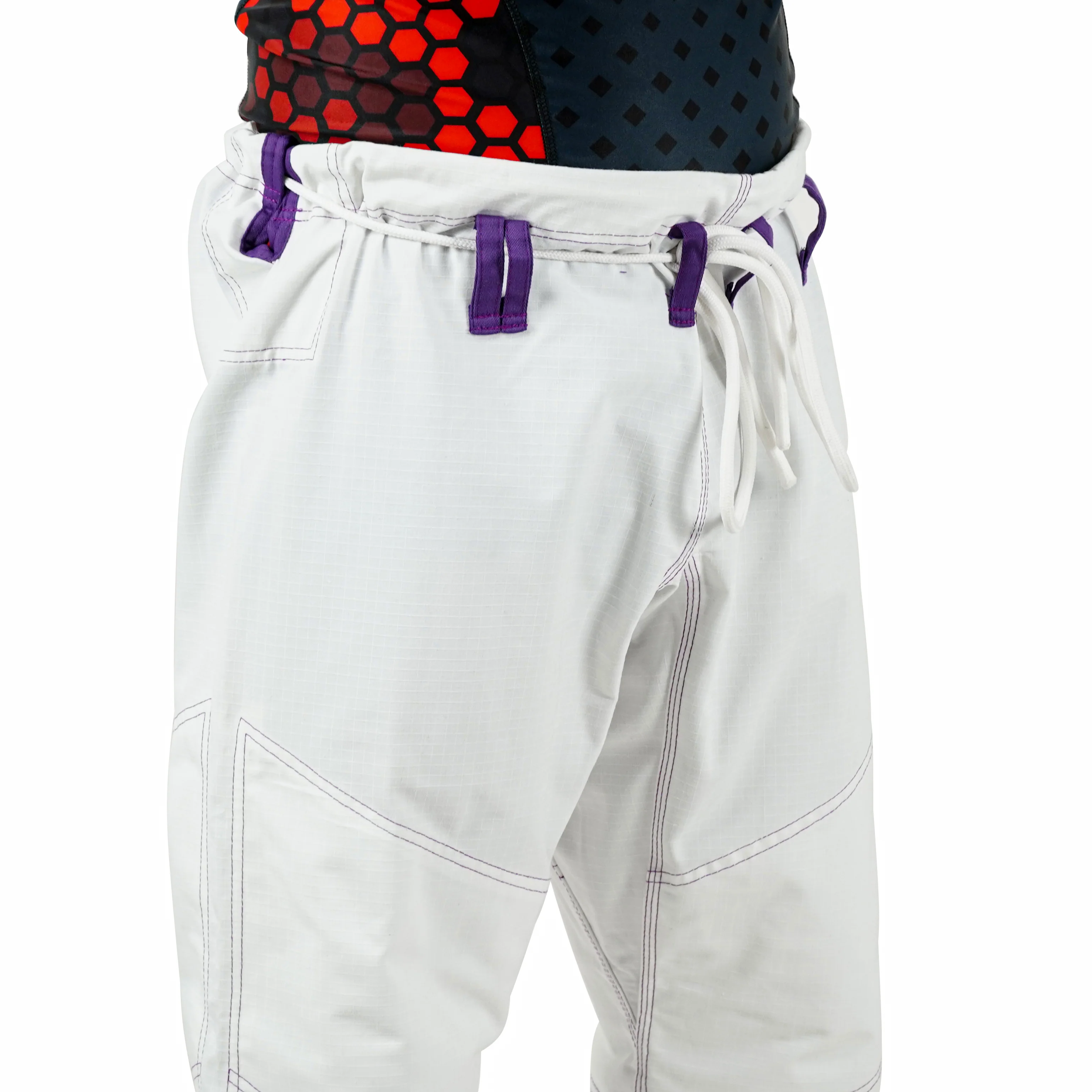 Premium Customized Logo White with Thunder Purple Lapel Brazilian Jiu Jitsu Gi - Image 6