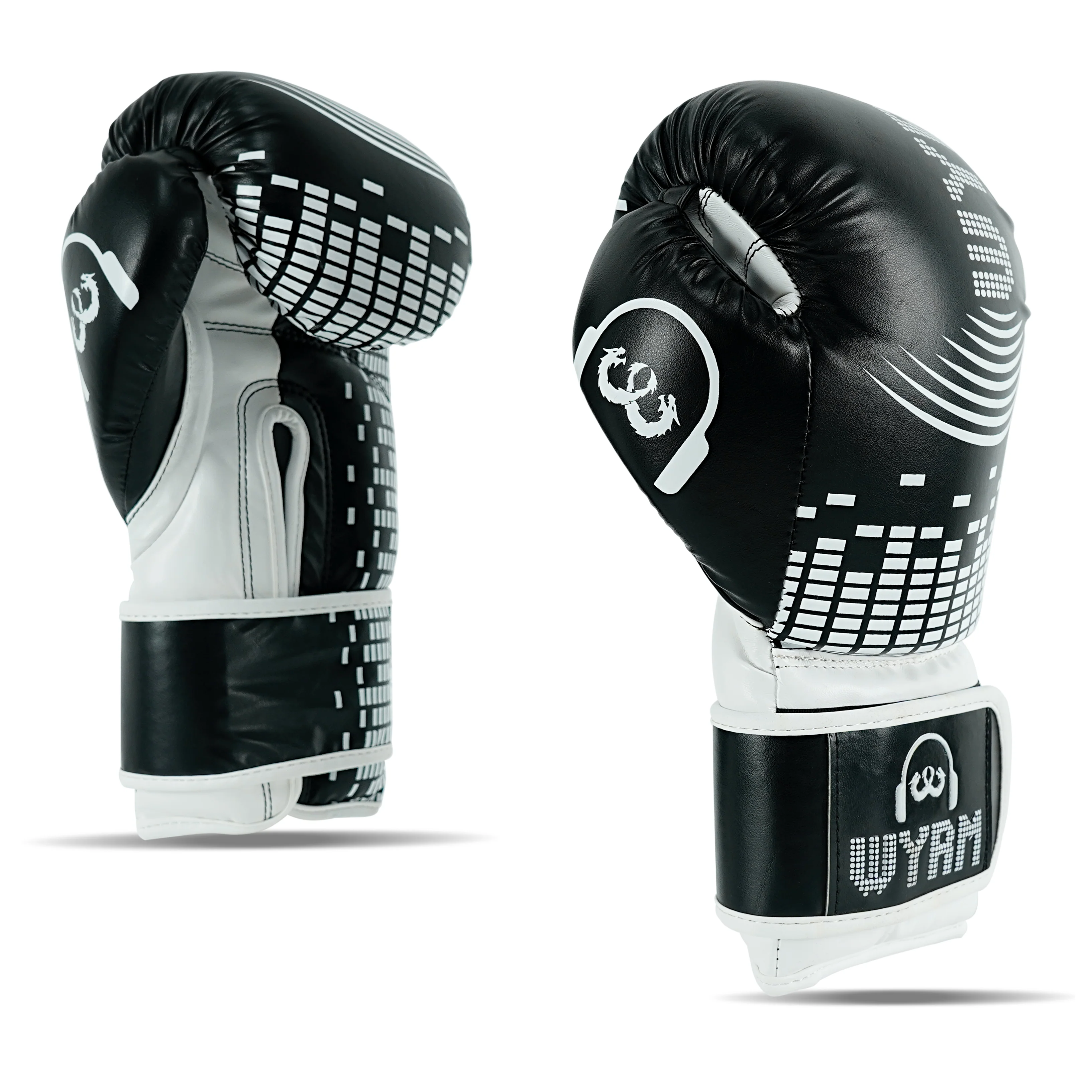 Pulse Black/White Leather Boxing Gloves - Image 5