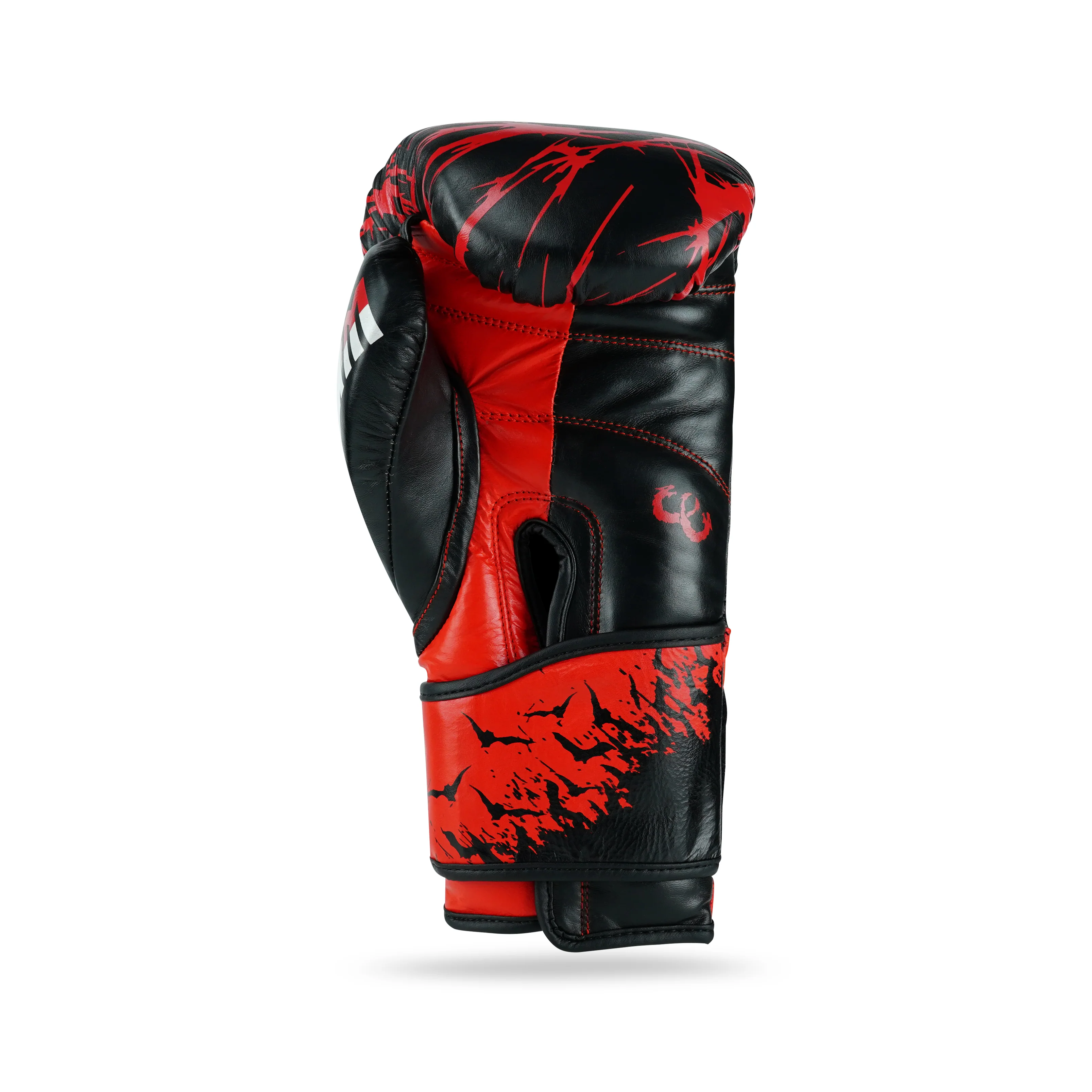 Skull Red/Black Genuine Leather Boxing Gloves - Image 4
