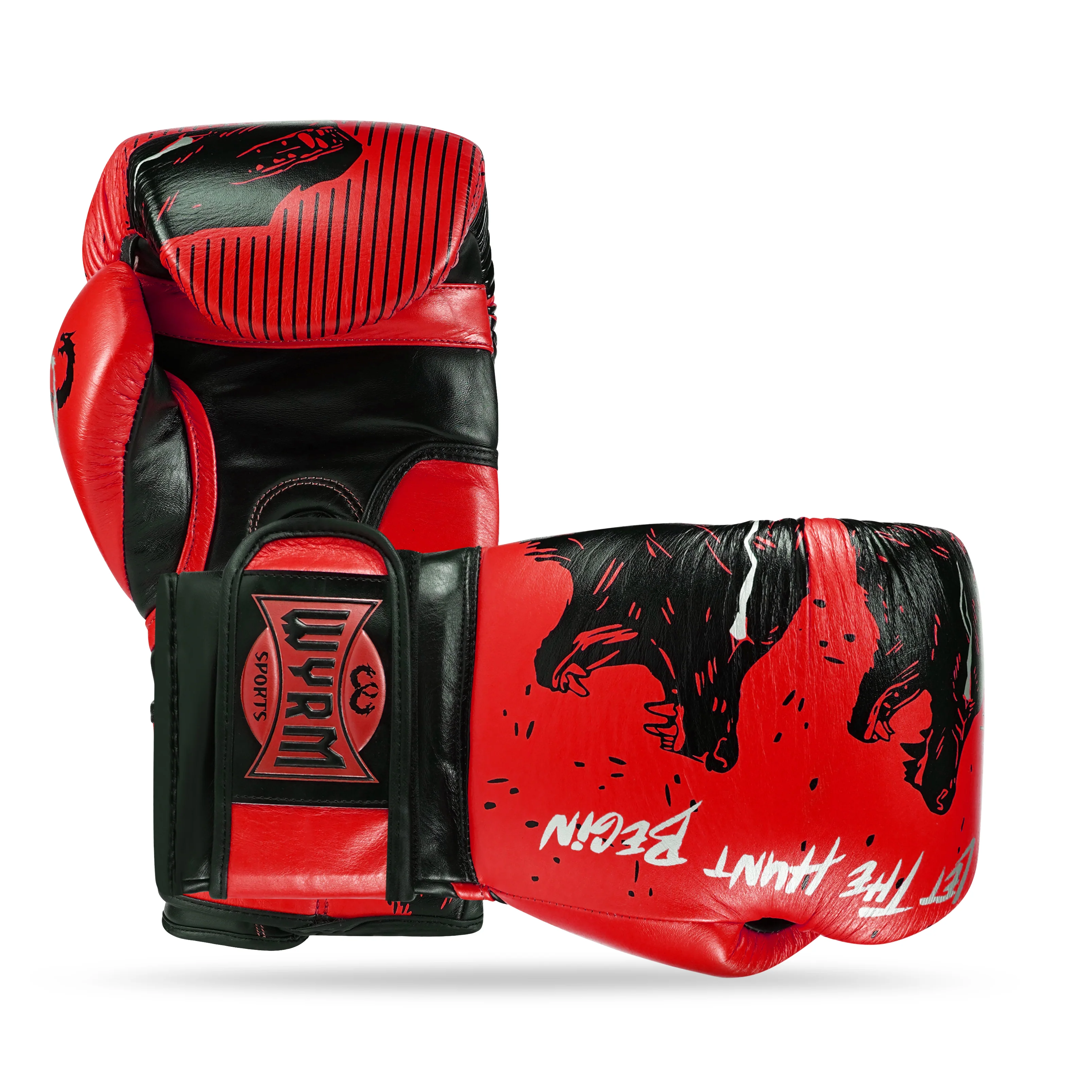 Wolf Red/Black Genuine Leather Boxing Gloves - Image 3