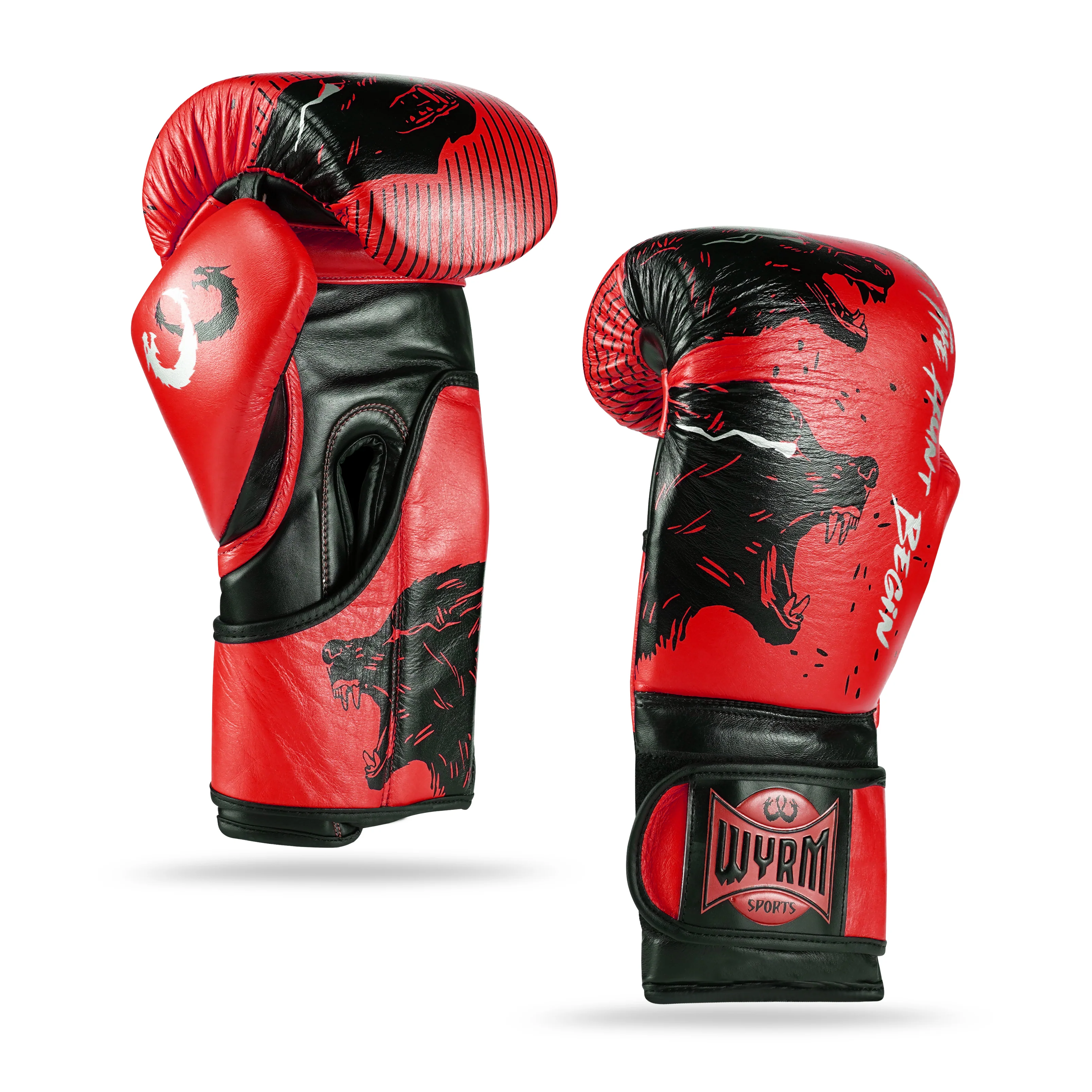 Wolf Red/Black Genuine Leather Boxing Gloves - Image 5