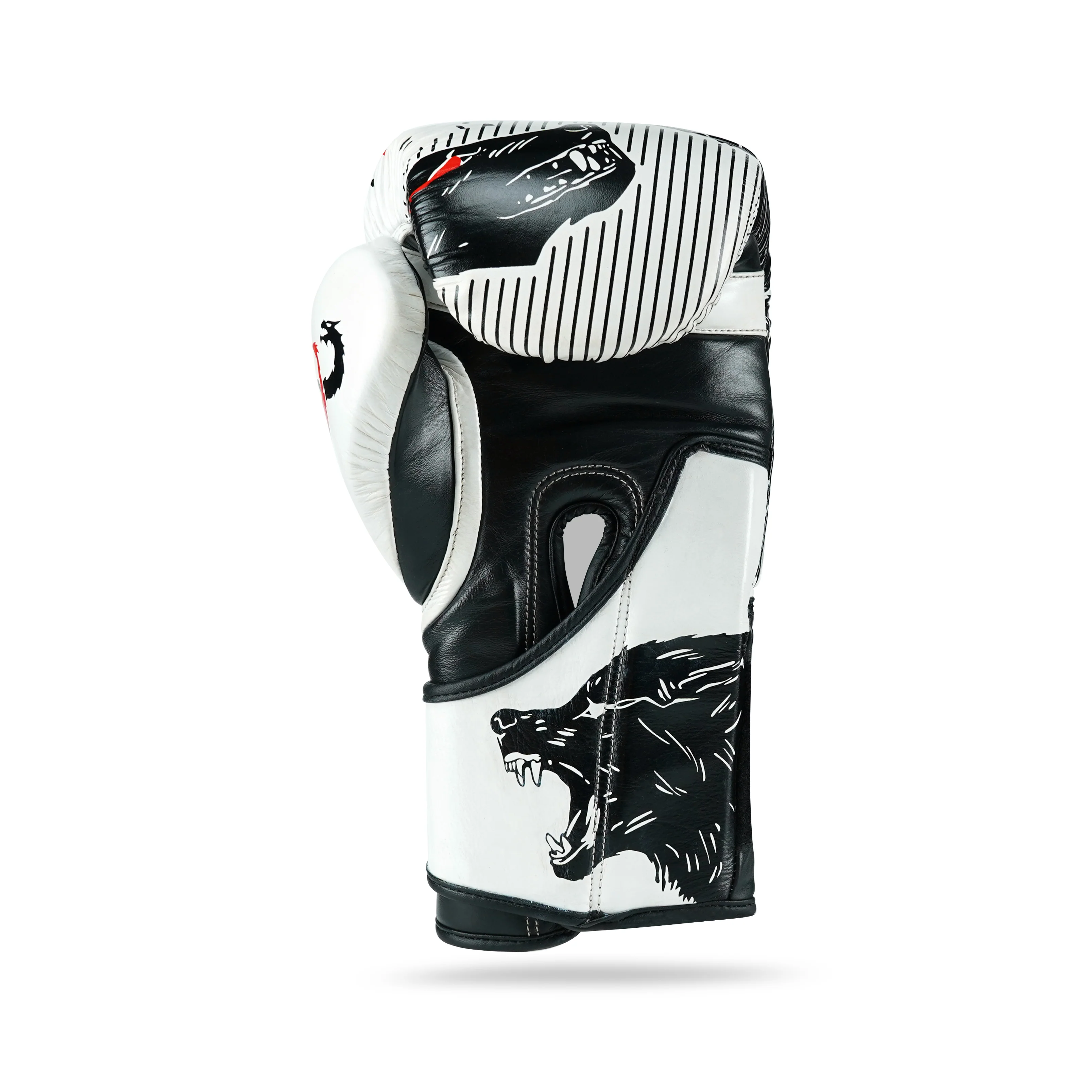Wolf White/Black Genuine Leather Boxing Gloves - Image 4