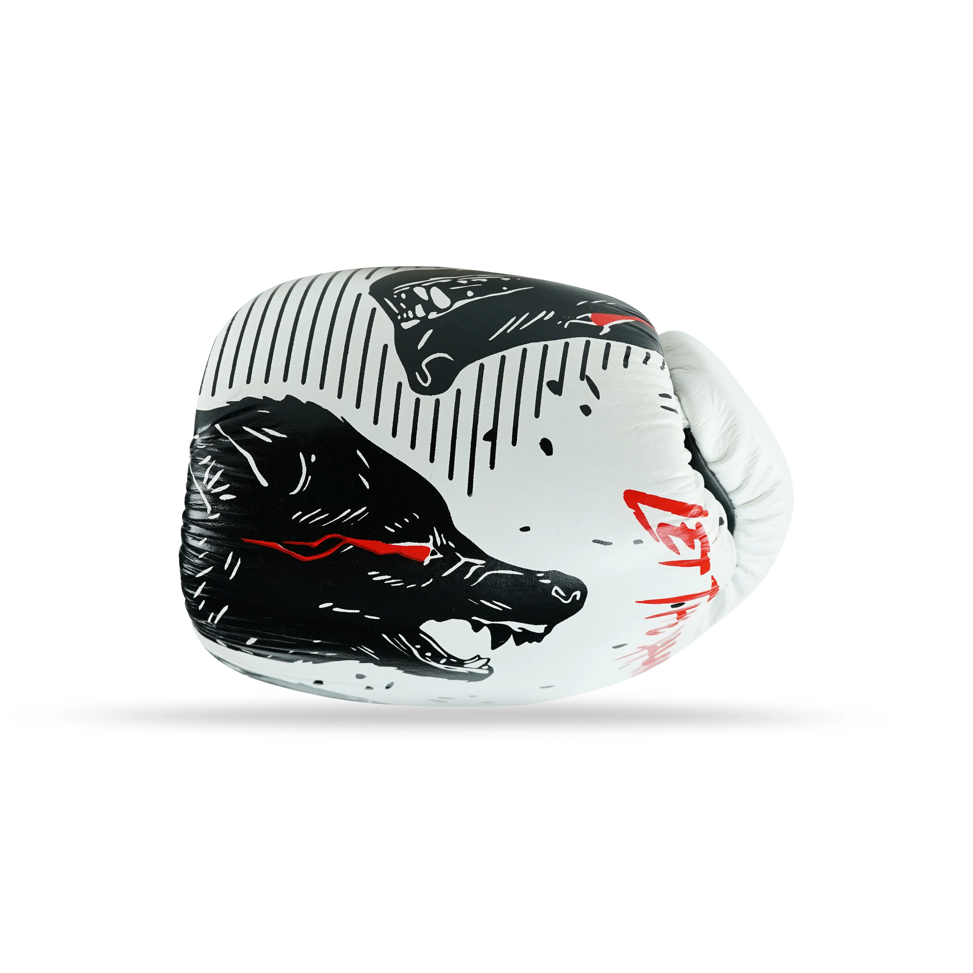 Wolf White/Black Genuine Leather Boxing Gloves - Image 6
